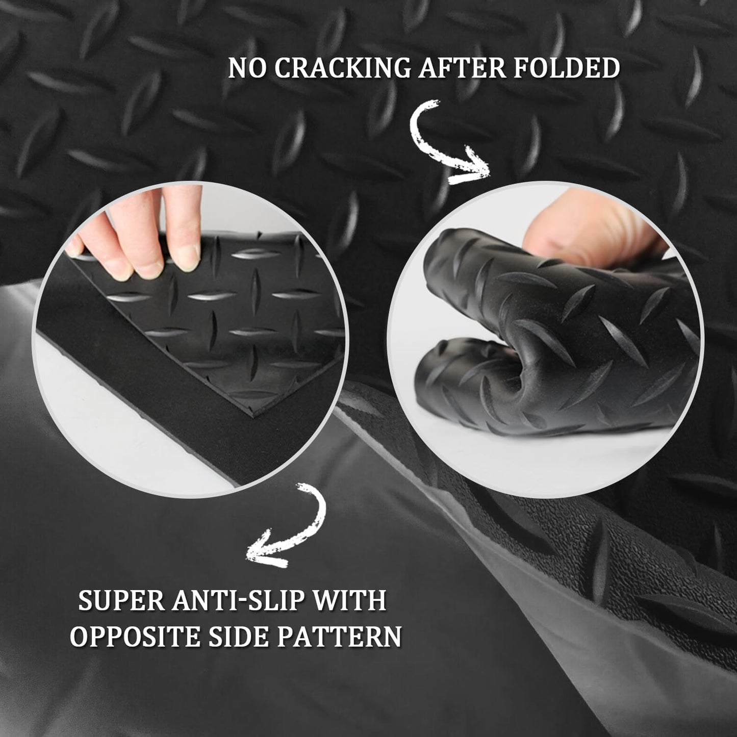 16.4 x 3.3Ft Garage Rubber Flooring Roll, 3 mm Thickness Floor Mat, Diamond Plate PVC Rubber Trailer Mats Non-Slip Flooring for Garage Gym Horse Stall Home Patio (Black)