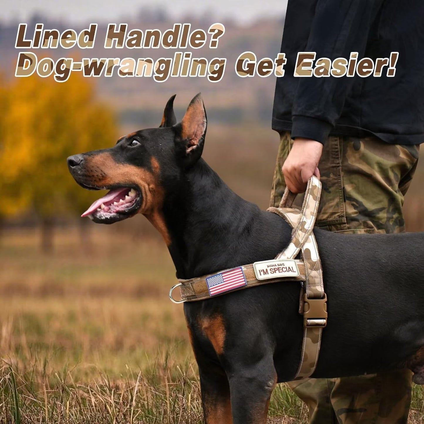 Forestpaw No Pull Dog Harness - Soft Flannel Padded Tactical Dog Vest Harness with Quick Release Buckle, Adjustable Reflective Pet Harness for Medium Dogs Walking Training,Brown Camouflage M