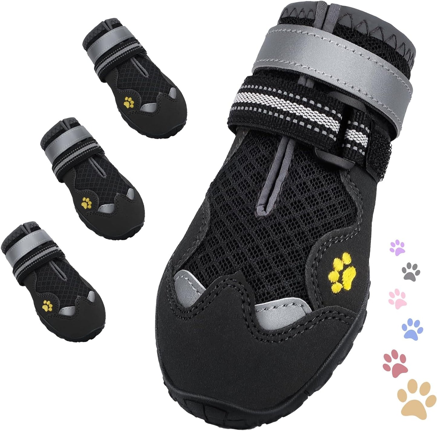 Dog Shoes for Large Medium Small Dog, Mesh Breathable Dog Shoes for Hot Pavement, Anti-Slip Dogs Boots Paw Protectors with Reflective for Outdoor Walking Indoor Hardfloors (Size 1)