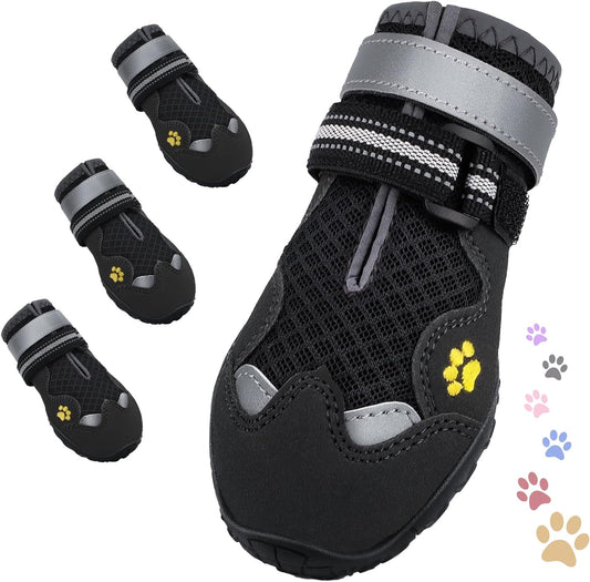 Dog Shoes for Large Medium Small Dog, Mesh Breathable Dog Shoes for Hot Pavement, Anti-Slip Dogs Boots Paw Protectors with Reflective for Outdoor Walking Indoor Hardfloors (Size 1)