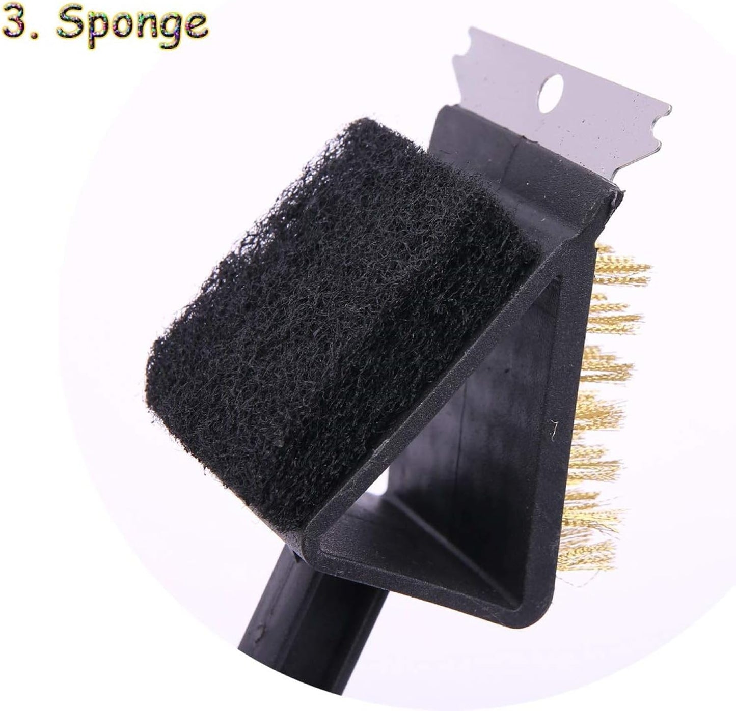 QBLEEV Stainless Steel Triangle Long Bird Cleaning Brush, Multi-Function Three-in-one Long Handle Brush, Pet Supply Cage Accessory for Parrot Birds