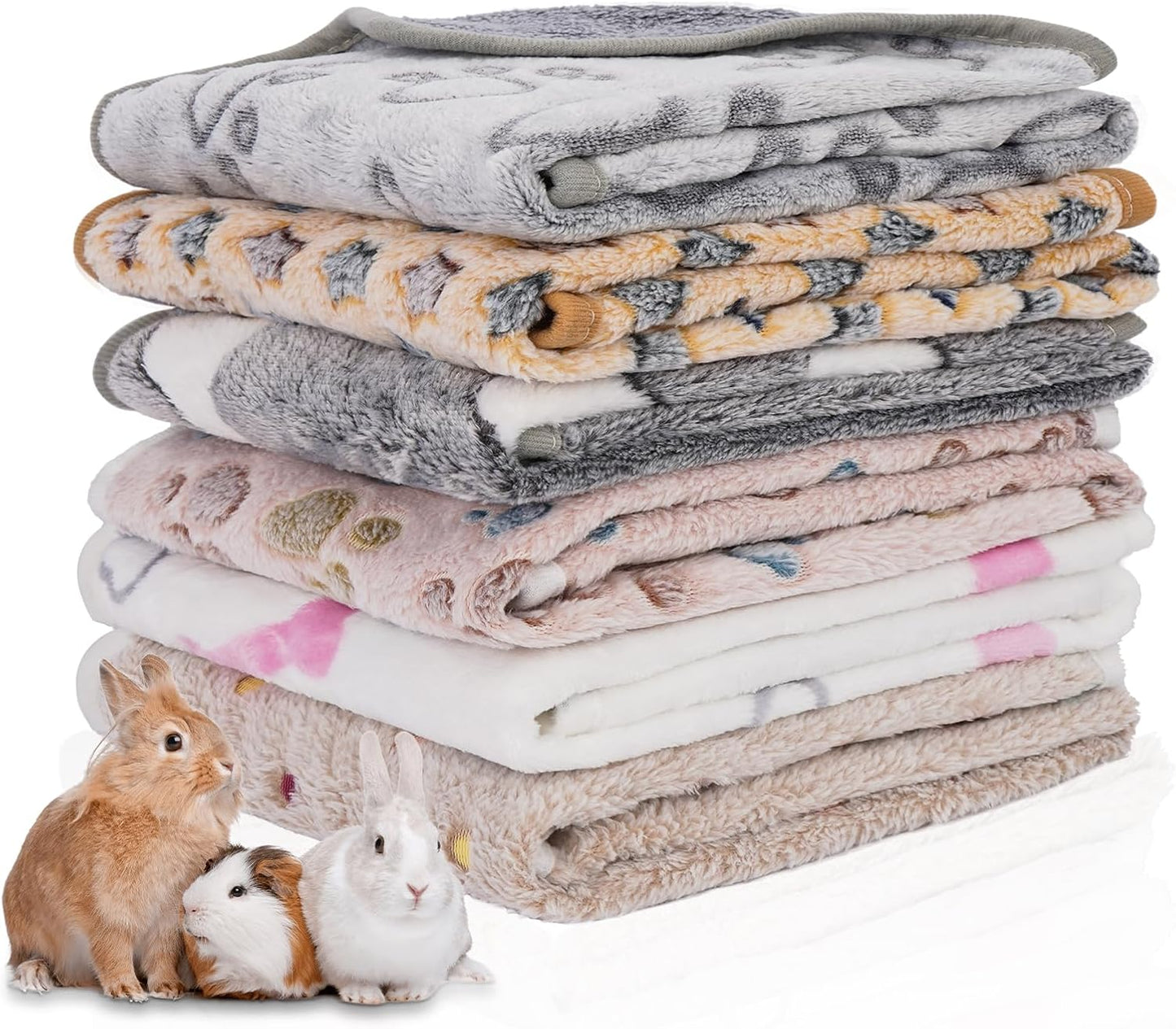 6 Pack Guinea Pig Cage Liner, Washable Guinea Pig Fleece Blankets Beding Accessories, Flannel Throw Warm Sleep Mat, Pet Pee Pads for Small Animal Hamster Rabbit Puppy Cat (30x20 Inch)