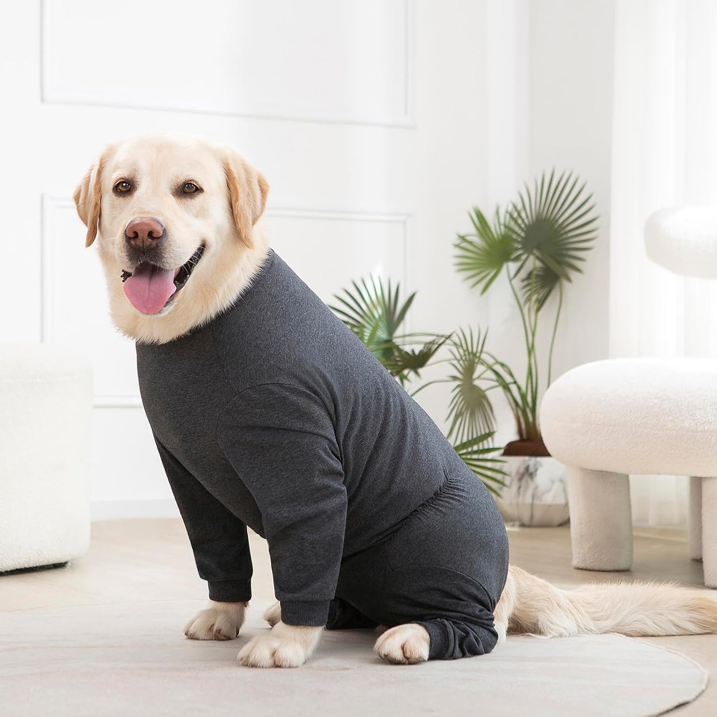 Yeapeeto Dog Onesie Surgery Recovery Suit for Large Medium Bodysuit Dogs Pajamas PJS Full Body for Shedding, Prevent Licking, Wound Protection, Cone Alternative(3XL,Dark Grey)