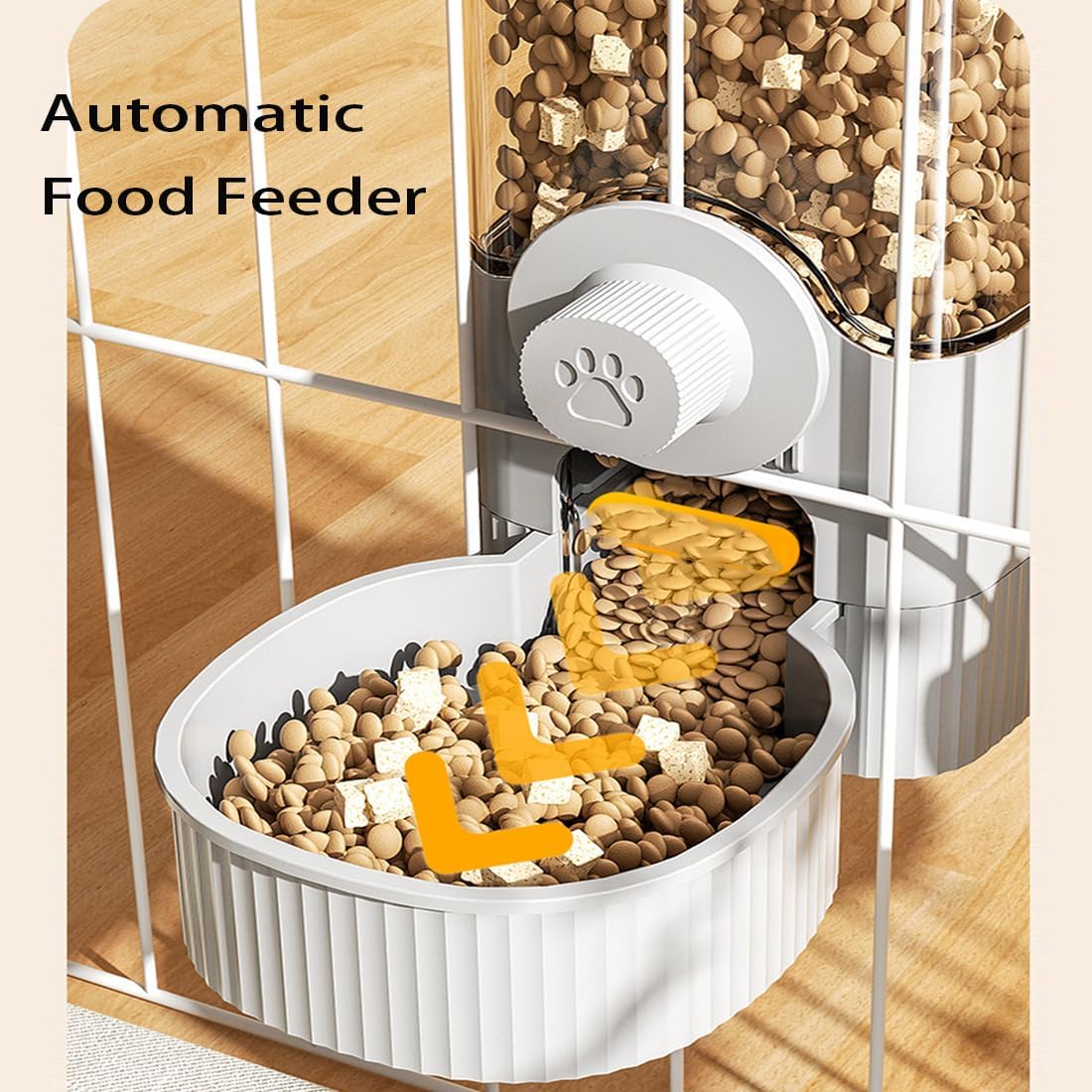 Hanging Automatic Bunny Food Water Dispenser, Gravity Rabbit Cage Feeder and Water Dispenser Ferret Cages Accessories, Cage Cat Food Bowl, for Chinchilla Guinea Pig Hedgehog (Grey)