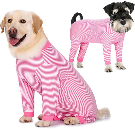 Yeapeeto Dog Onesie Surgery Recovery Suit for Large Medium Bodysuit Dogs Pajamas PJS Full Body for Shedding, Prevent Licking, Wound Protection, Cone Alternative (X-Large, Pink)
