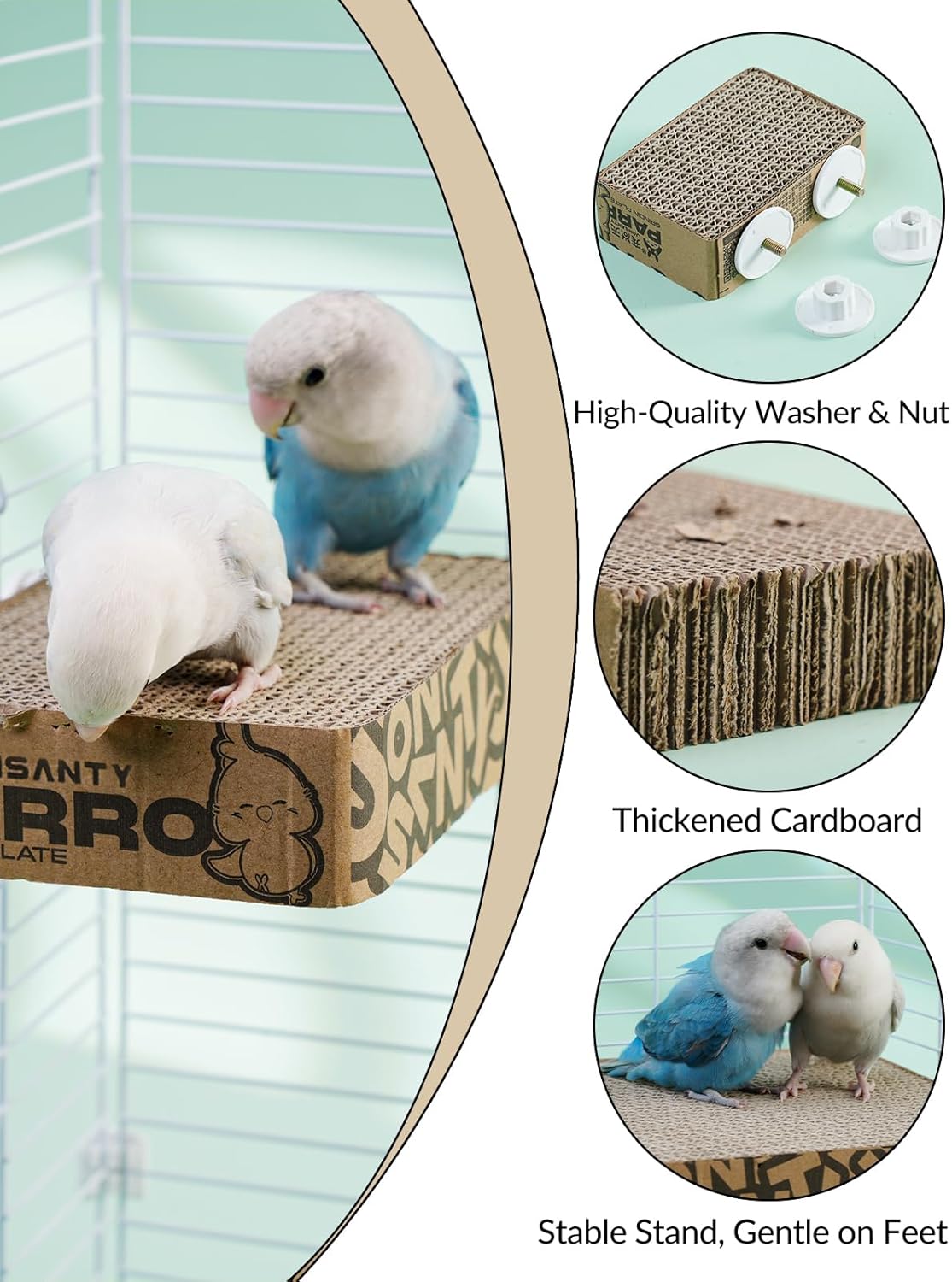 7.3 Inch Paper Bird Toys, Bird Platform, Parrot Toy, Help Birds Clean Beak, Release Stress, Reduce Boredom - Suitable for Budgie, Cockatiel, Lovebird, and Other Small to Medium-Sized Pet Birds