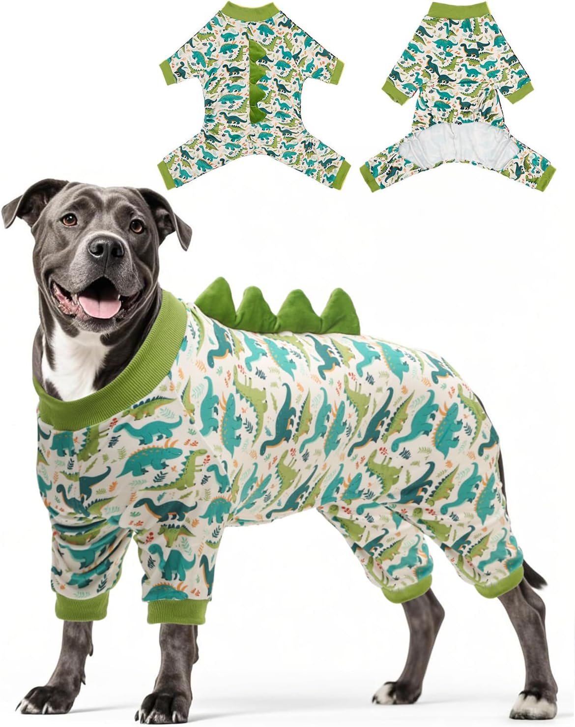 CuteBone Dinosaur Costume Dog Pajamas, Stretchy Spandex Crystal Velvet Sleepwear Coat for Small Dogs, Soft & Warm Pet Outfit Clothes for Cold Weather, Cozy Pullover Design COSP05XXL
