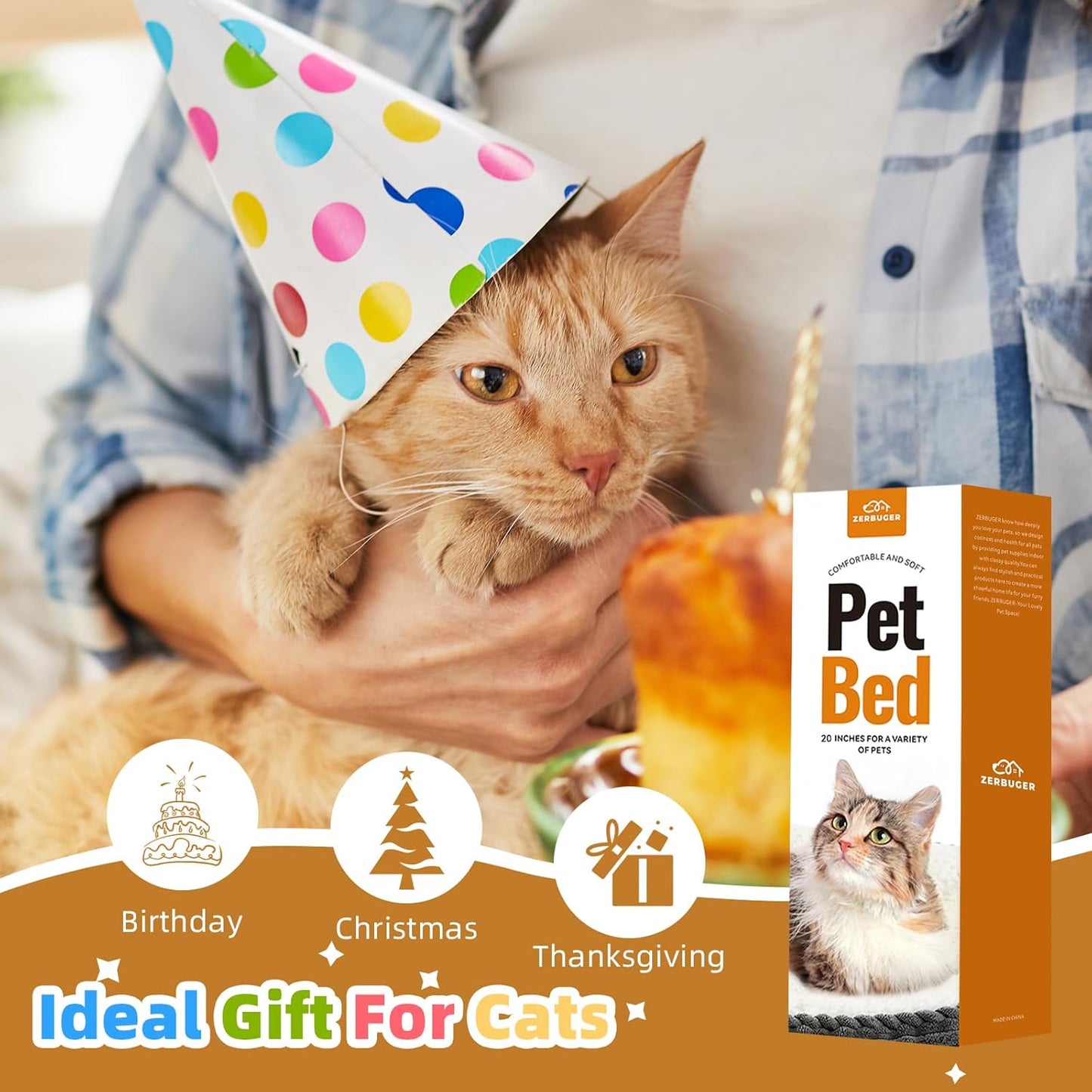 20in Washable Cat Beds for Indoor Cats - Round Donut Pet Bed for Cats, Small Dogs, Puppy, Kitten - Anti-Slip Bottom, Calming Bed Gift - Pink