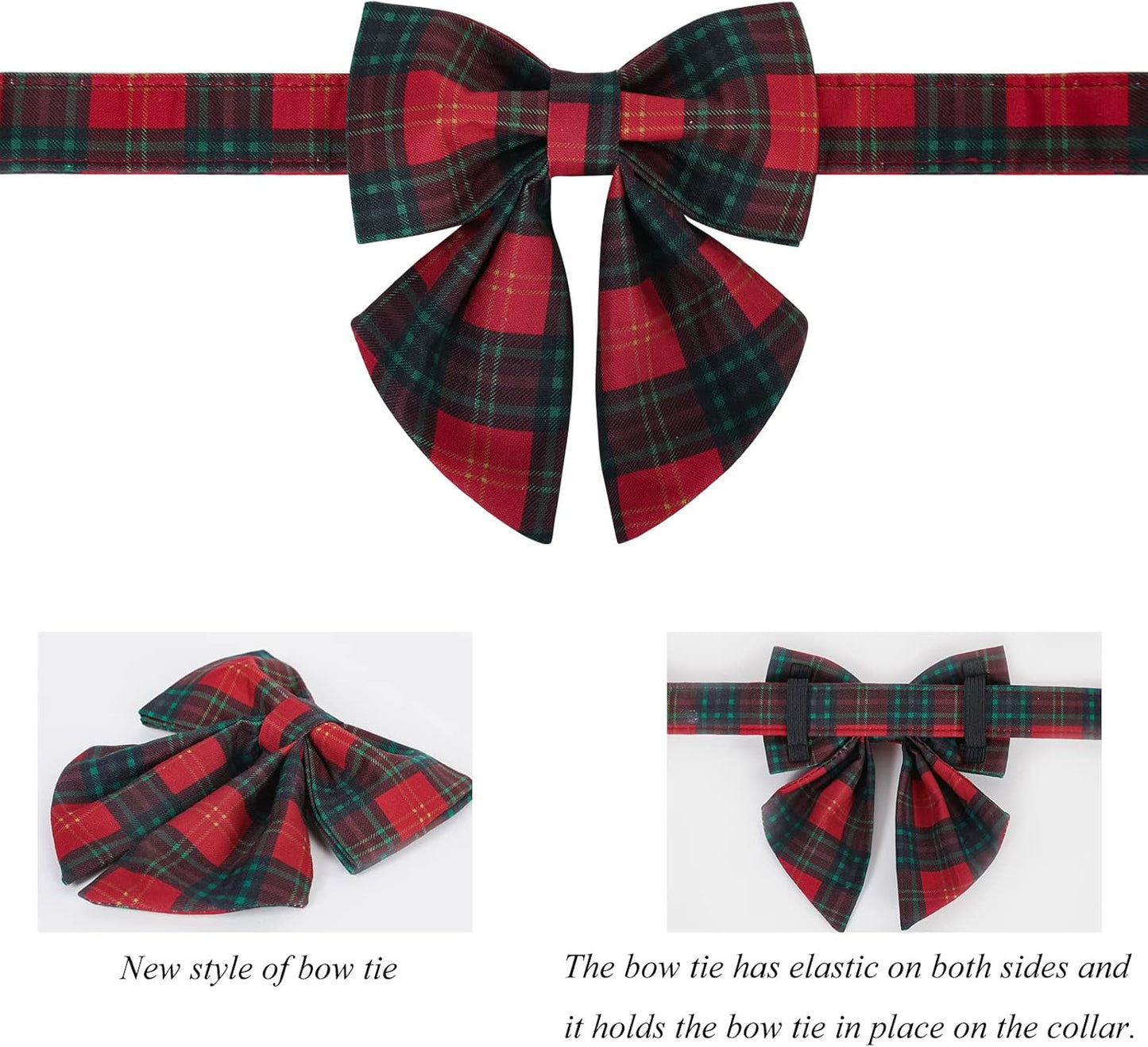 Lionet Paws Christmas Dog Collar with Sailor Bow, Bowtie for Dogs, Adjustable Comfortable Dog Collar Girl, XL, Neck 16-26 in