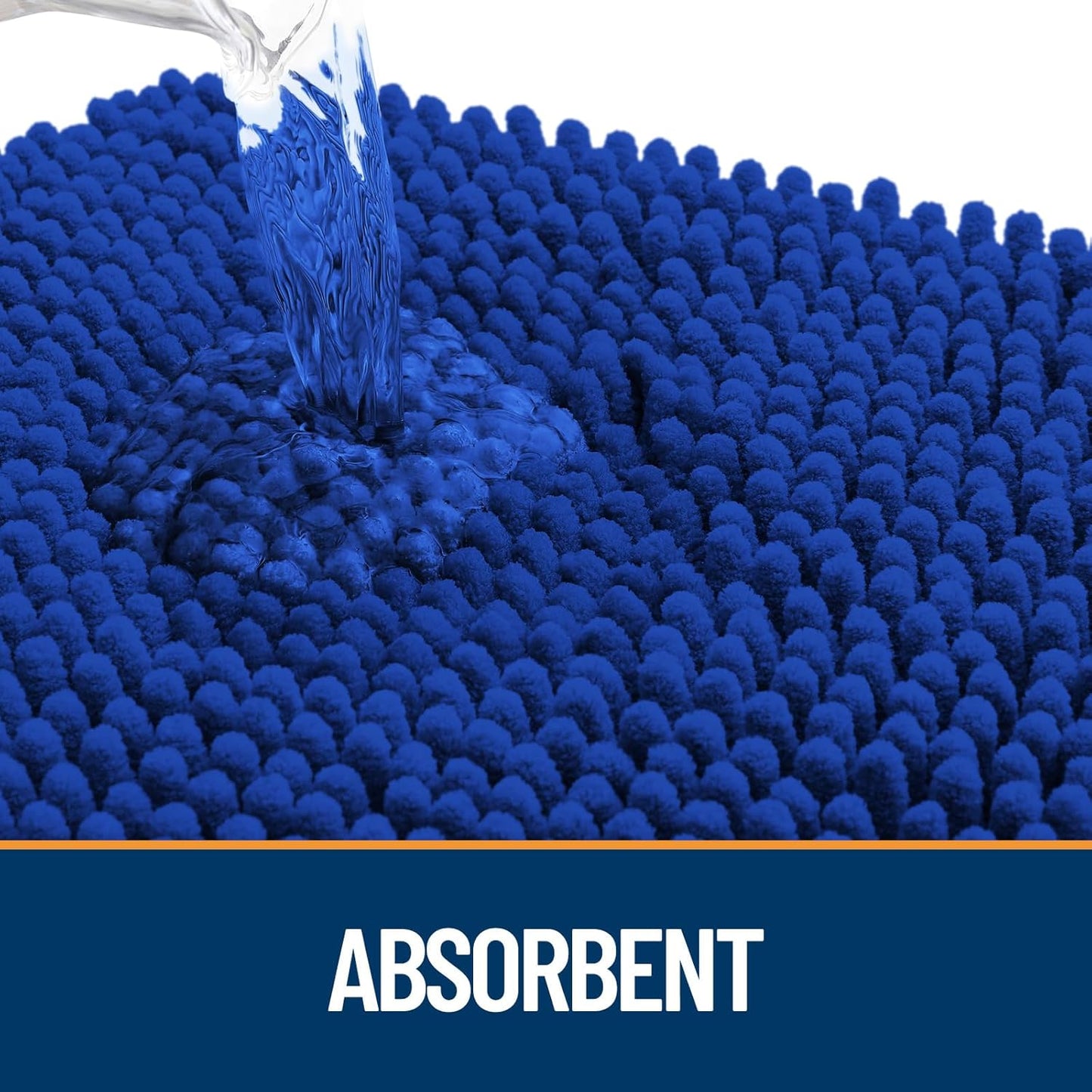 OLANLY Dog Door Mat for Muddy Paws 59x35, Absorbs Moisture and Dirt, Absorbent Non-Slip Washable Doormat, Quick Dry Chenille Mud Mat for Dogs, Entry Indoor Entryway Carpet for Inside Floor, Royal Blue