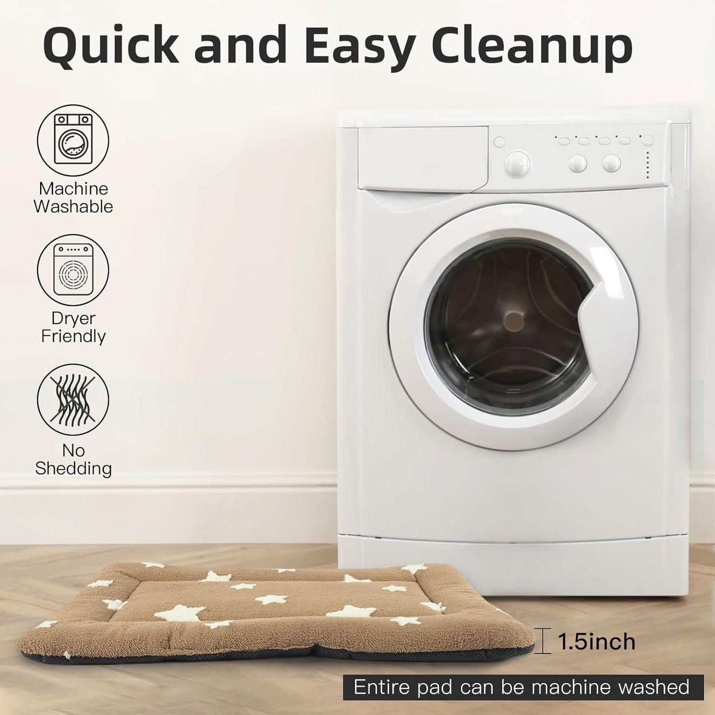 Mora Pets Cat Bed for Indoor Cats Washable Dog Crate Pad Cute Star Dog Bed Mat for Small Dogs Pet Kennel Pad for Cage Soft Flat Puppy Kitten Cushion for Sleeping Anti-Slip Brown 22 x 13