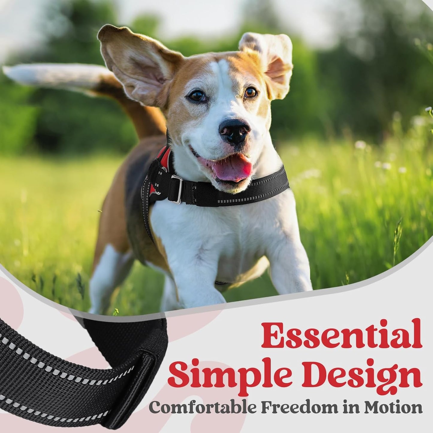 rabbitgoo Dog Harness for Small, Easy On Pet Vest with One Buckle, No Pull Adjustable Service Harness with D-Ring & Handle, Reflective for Safety Walking, Training, Red, S