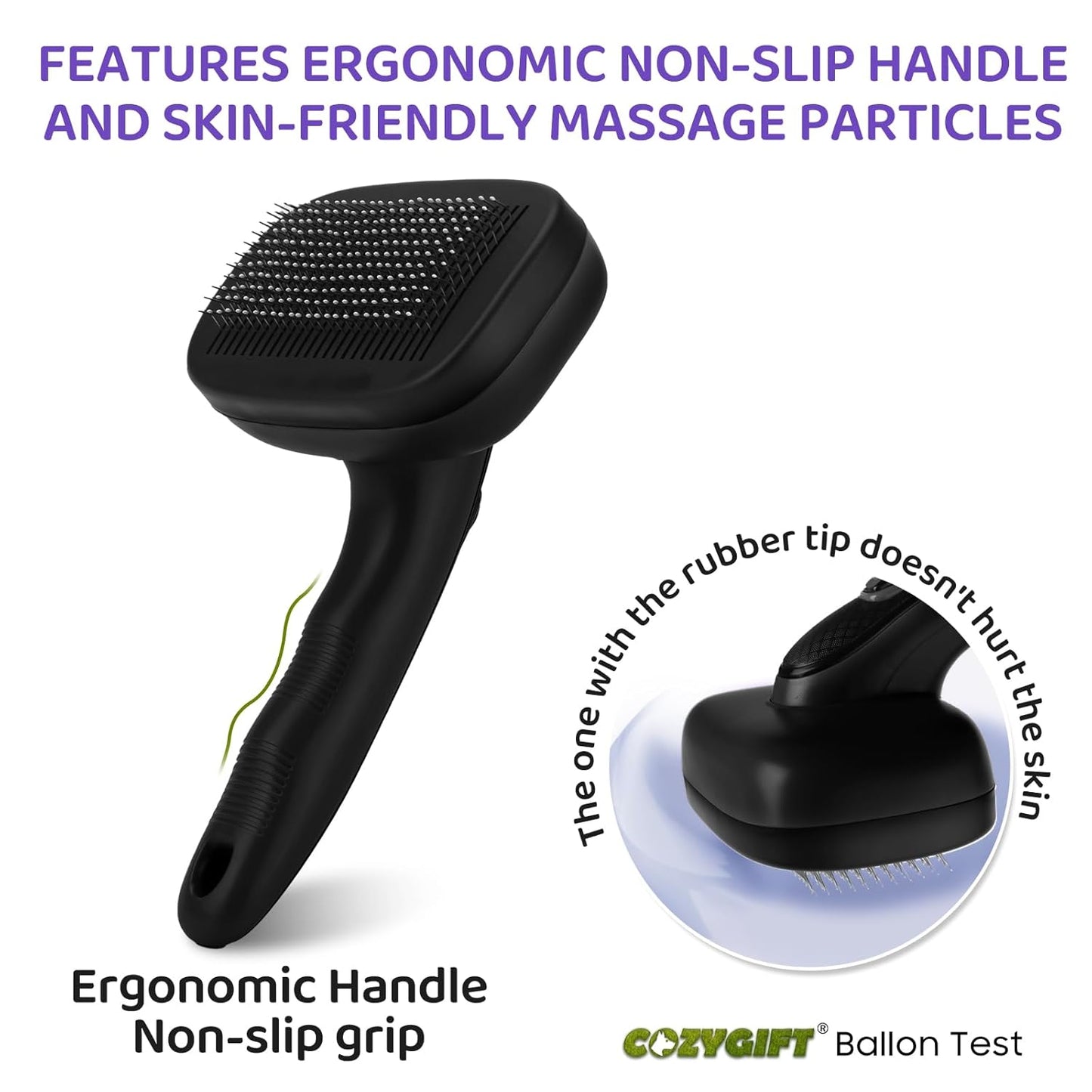 Dog Brush Kit – 3 PCS Grooming Set with Self-Cleaning Brush, Undercoat Rake & Pet Bath Brush. Great for Shedding, Tangles & Dirt Removal – Ideal for Long & Short Haired Dogs & Cats, Black