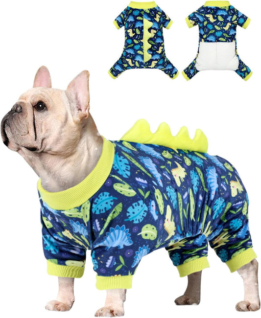 CuteBone Dinosaur Costume Dog Pajamas, Stretchy Spandex Crystal Velvet Sleepwear Coat for Small Dogs, Soft & Warm Pet Outfit Clothes for Cold Weather, Cozy Pullover Design COSP10XS