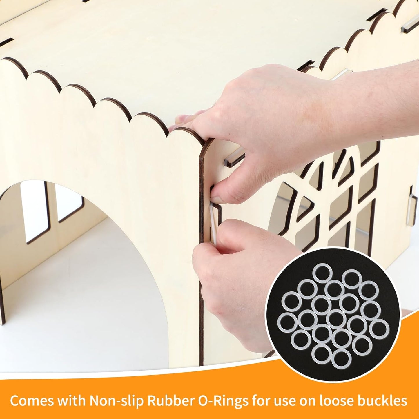 Extra Large Bunny Castle Hideout, Wooden Bunny House and Hideouts Detachable Rabbits Hideaway, Indoor Rabbit Castles Sturdy Small Animal Play Hideaway Hut for Rabbits, Guinea Pigs, Chinchillas