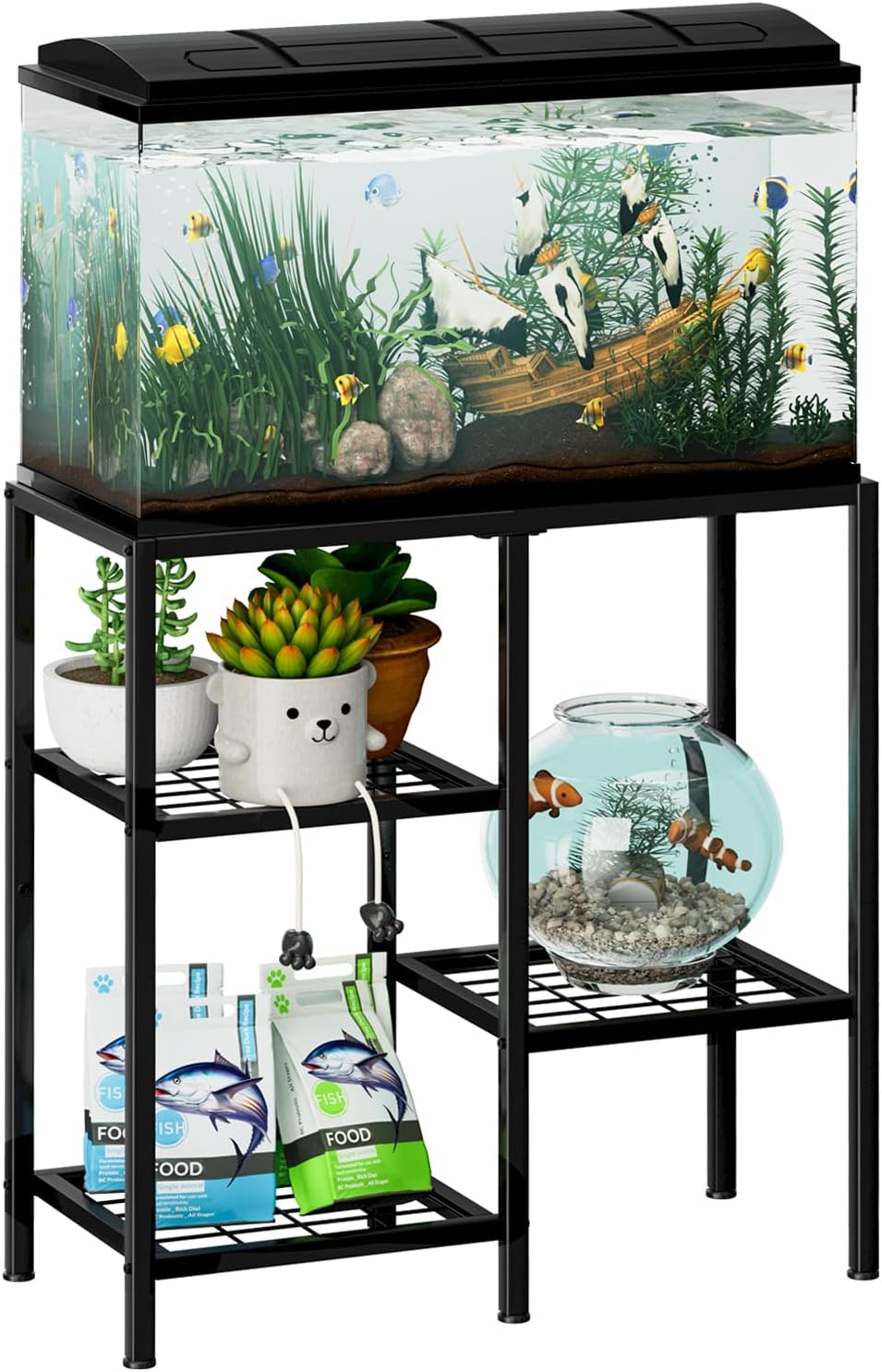 CADUKE Aquarium Stand 20 Gallon, Metal Fish Tank Stand, Aquarium Rack Stand for Fish Tank Accessories , 3 Tier Turtle Reptile Terrarium Stand for Living Room Office