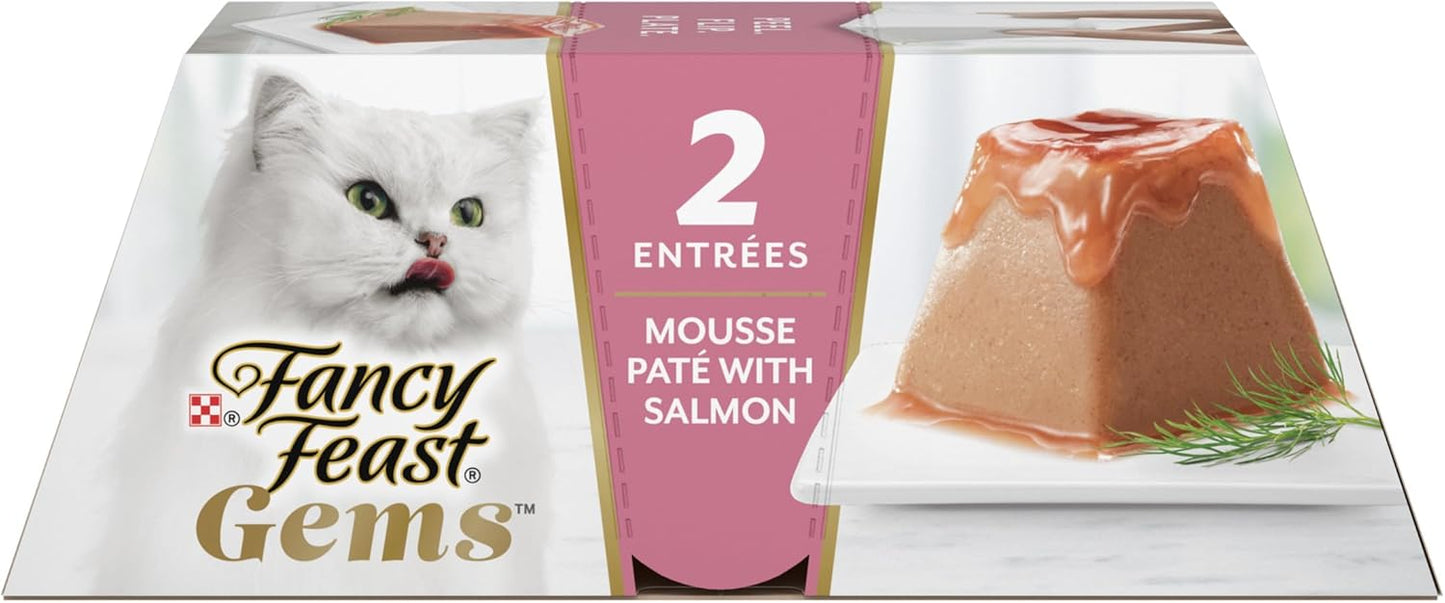 Fancy Feast Gems Pate Cat Food Mousse With Salmon and a Halo of Savory Gravy Cat Food - (Pack of 8) 4 oz. Boxes