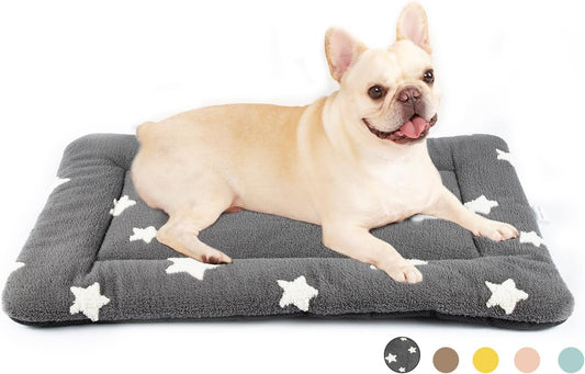 Mora Pets Dog Crate Pad Kennel Dog Bed Mat for Medium Dogs Washable Cute Star Pet Bed for Cage Ultra Soft Flat Puppy Cat Kitten Cushion for Sleeping Anti-Slip Grey 30 x 19
