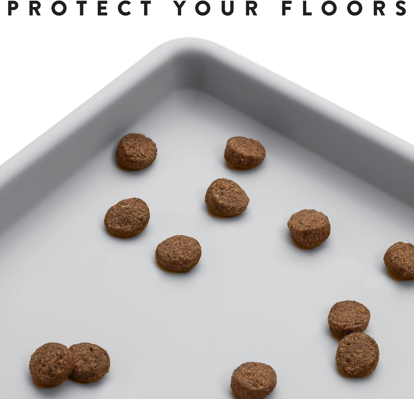 CatGuru Cat Food Mat, Small & Large Pet Feedingd Mat, 100% Waterproof Cat Mats for Food and Water, Silicone Mats for Pet Bowls, Non-Slip Placemat for Water Bowl or Fountain (Large, Silver)