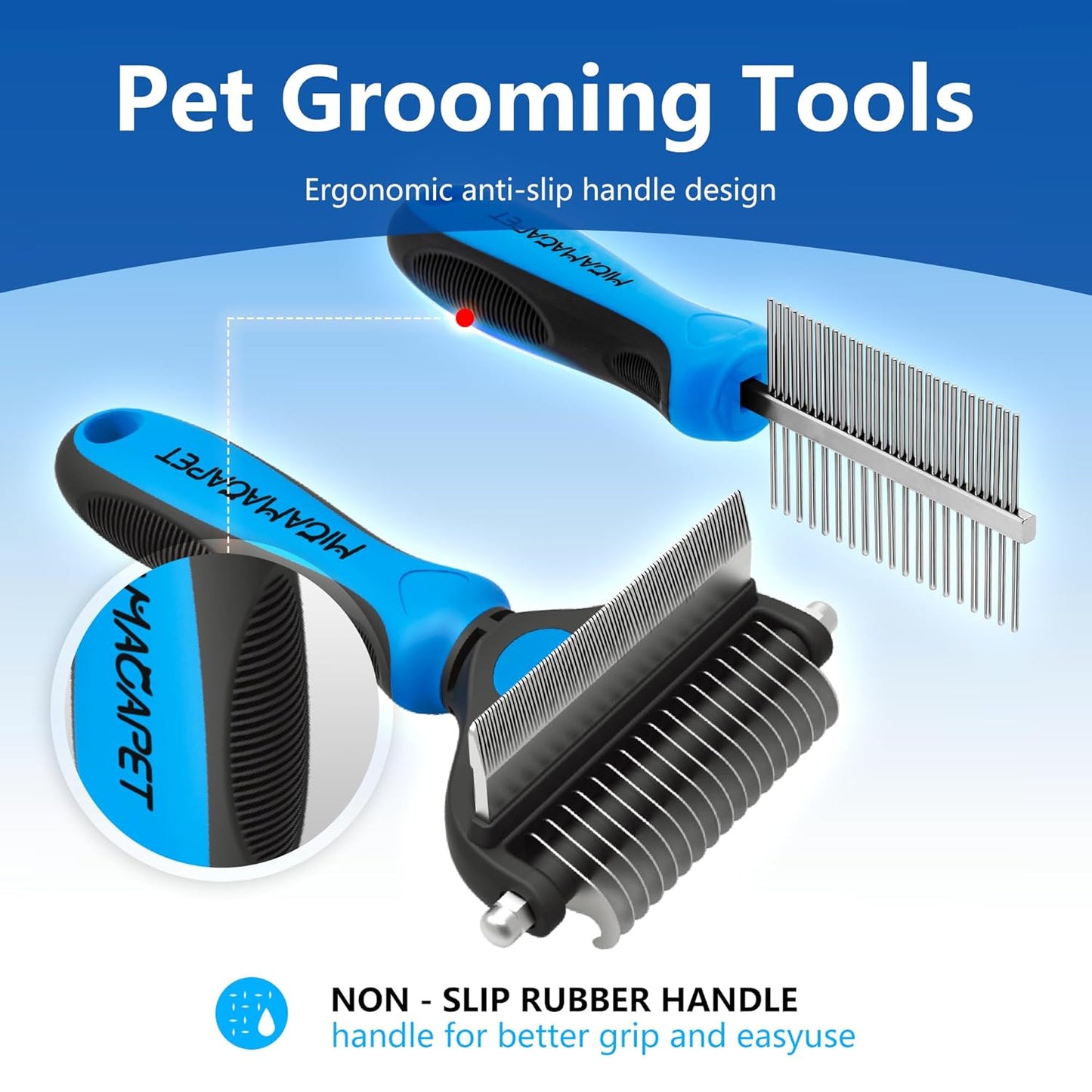 2-in-1 Shedding Brush and Detangling Comb Combo,Small Dog Stripping Brush, Dog and Cat Grooming Comb, 17 Stainless Steel Teeth Remove Tangled Hair, Pet Grooming Tools-Small