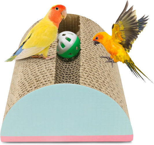 Parrot Cardboard Toy with Jingle Bells Bird Cage Perches Toy for Small to Regular Parrot Toys Bird Amazon, Grey Parrots, Parakeets,Macaw