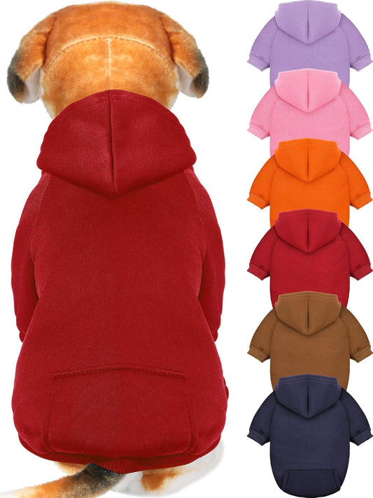 6 Pieces Dog Hoodie Dog Clothes Sweaters with Hat, Pet Winter Clothes Warm Hoodies Coat Sweater for Small Dogs Chihuahua (L)