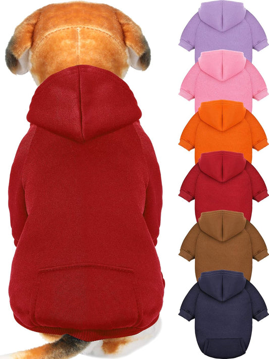 6 Pieces Dog Hoodie Dog Clothes Sweaters with Hat, Pet Winter Clothes Warm Hoodies Coat Sweater for Small Dogs Chihuahua (M)