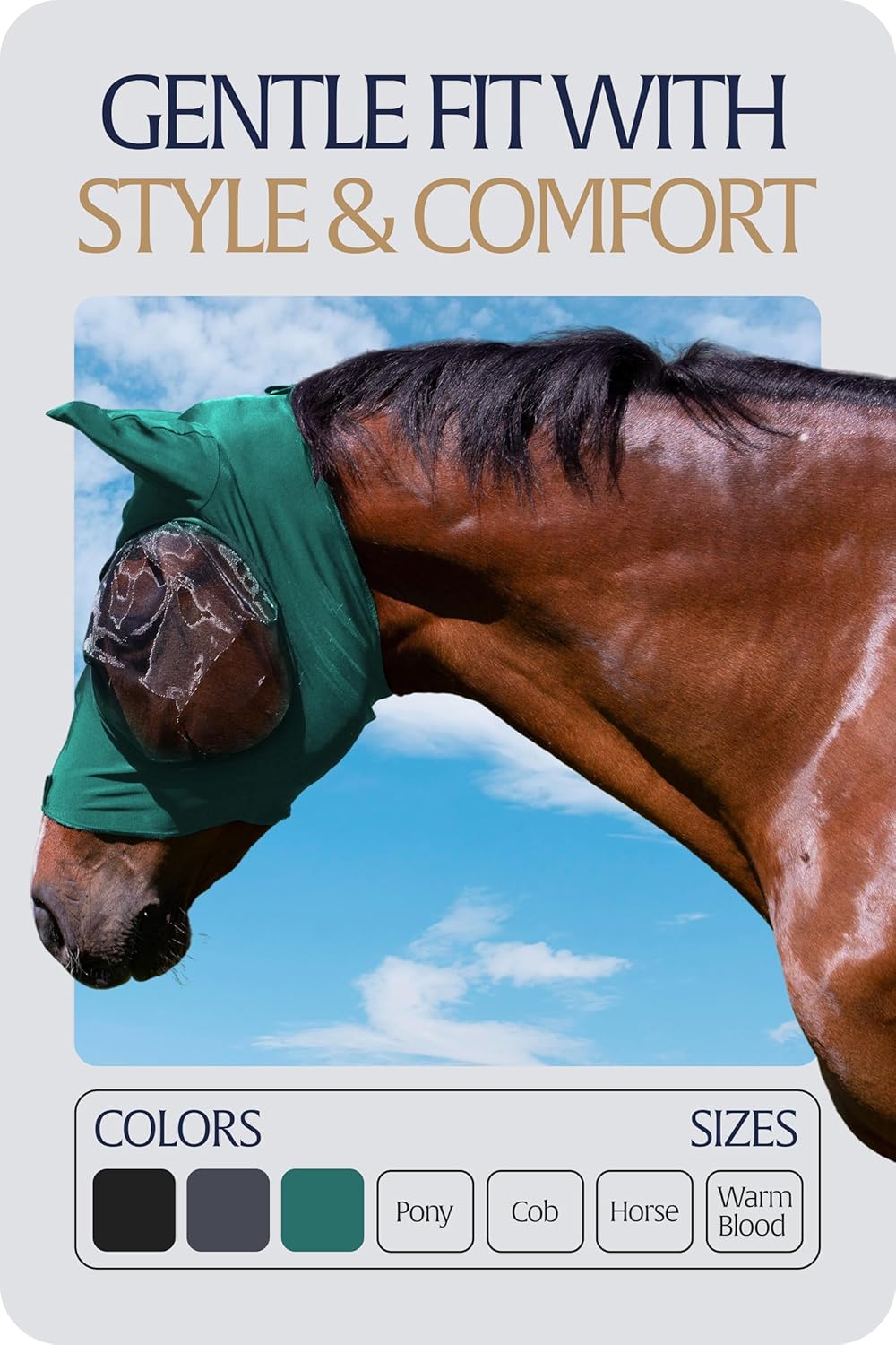 Equinavia Bug Out Fly Mask | Against Flies, Insects, UV Rays - Turquoise - Warmblood