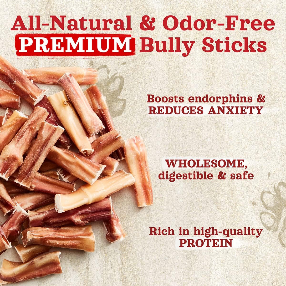 Natural Farm Odor-Free Bully Sticks (2-4”, 8oz) All-Natural Long-Lasting Chews, 100% Beef Pizzle, Grass-Fed, Grain-Free, Hormone-Free, Protein for Muscle Development & Energy, Perfect for Small Dogs