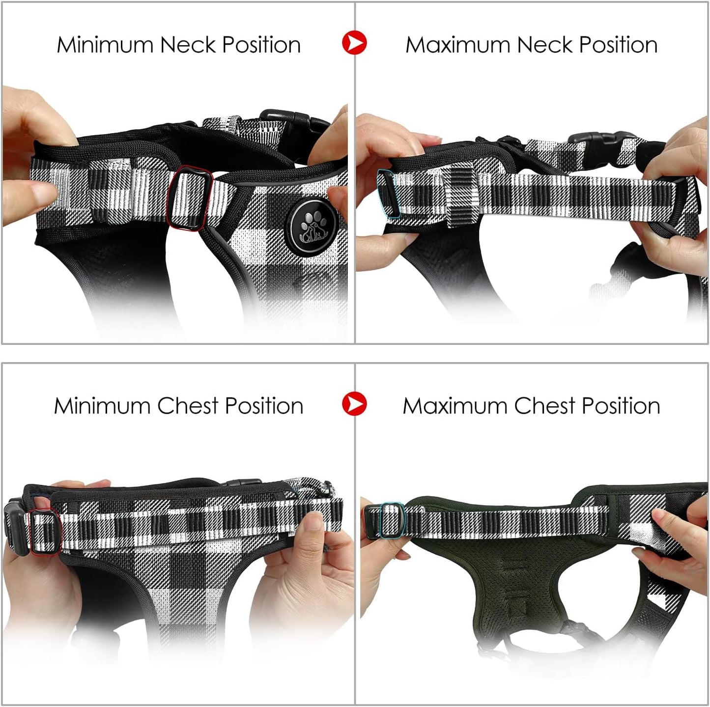 NESTROAD No Pull Dog Harness with Leash, Reflective No Choke Pet Vest Harness,Adjustable Soft Padded Dog Harness with Easy Control Handle for Medium Dogs(Checkered Black,Medium)