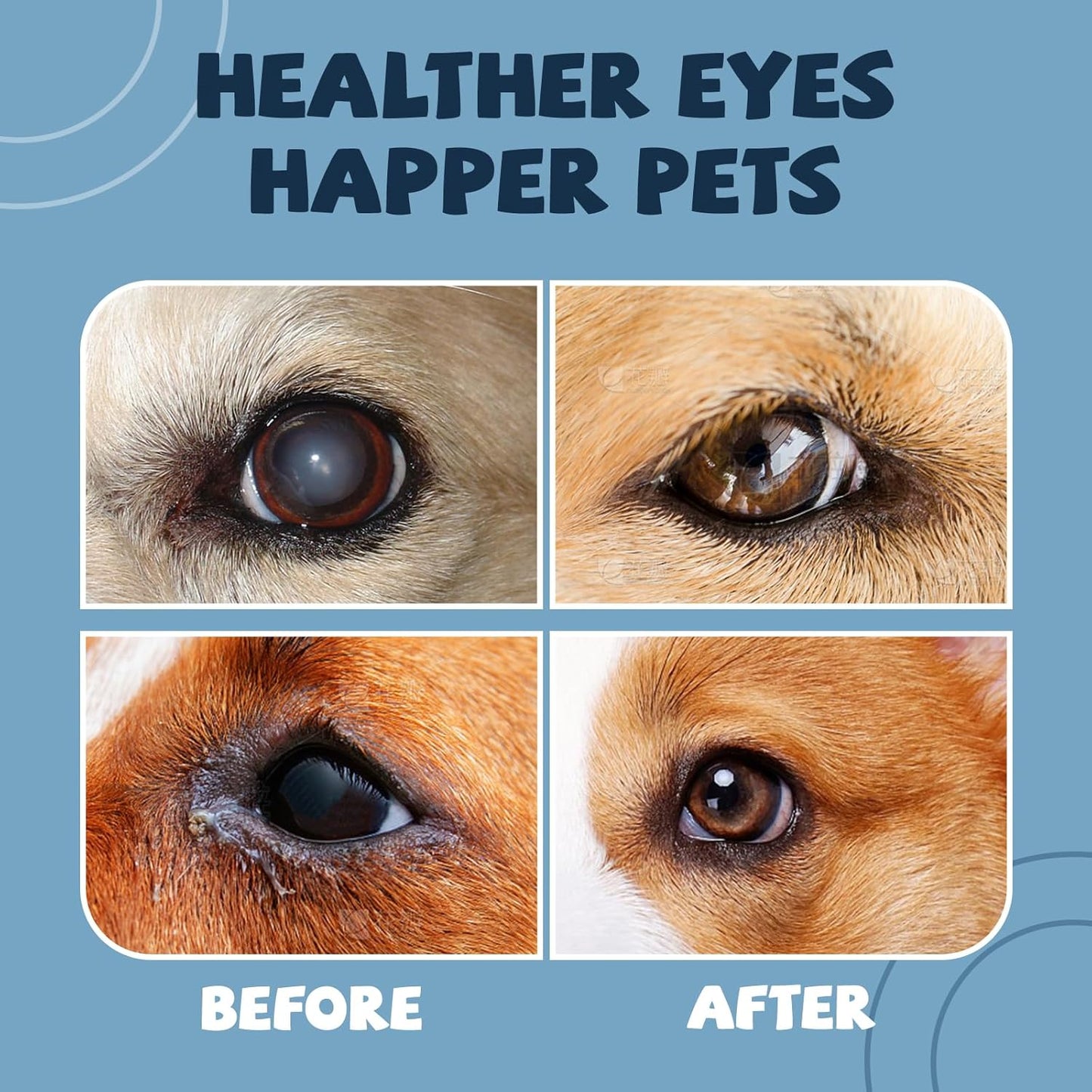 Cataract Drops For Dogs, Natural Safe Dog Eye Drops For Soothe Itching Irritation & Dry Eyes, Improve Eye Vision Clarity, Not For Human Pet Tear Stain Cleaner Suitable for All Animals (2 X 10 ml)