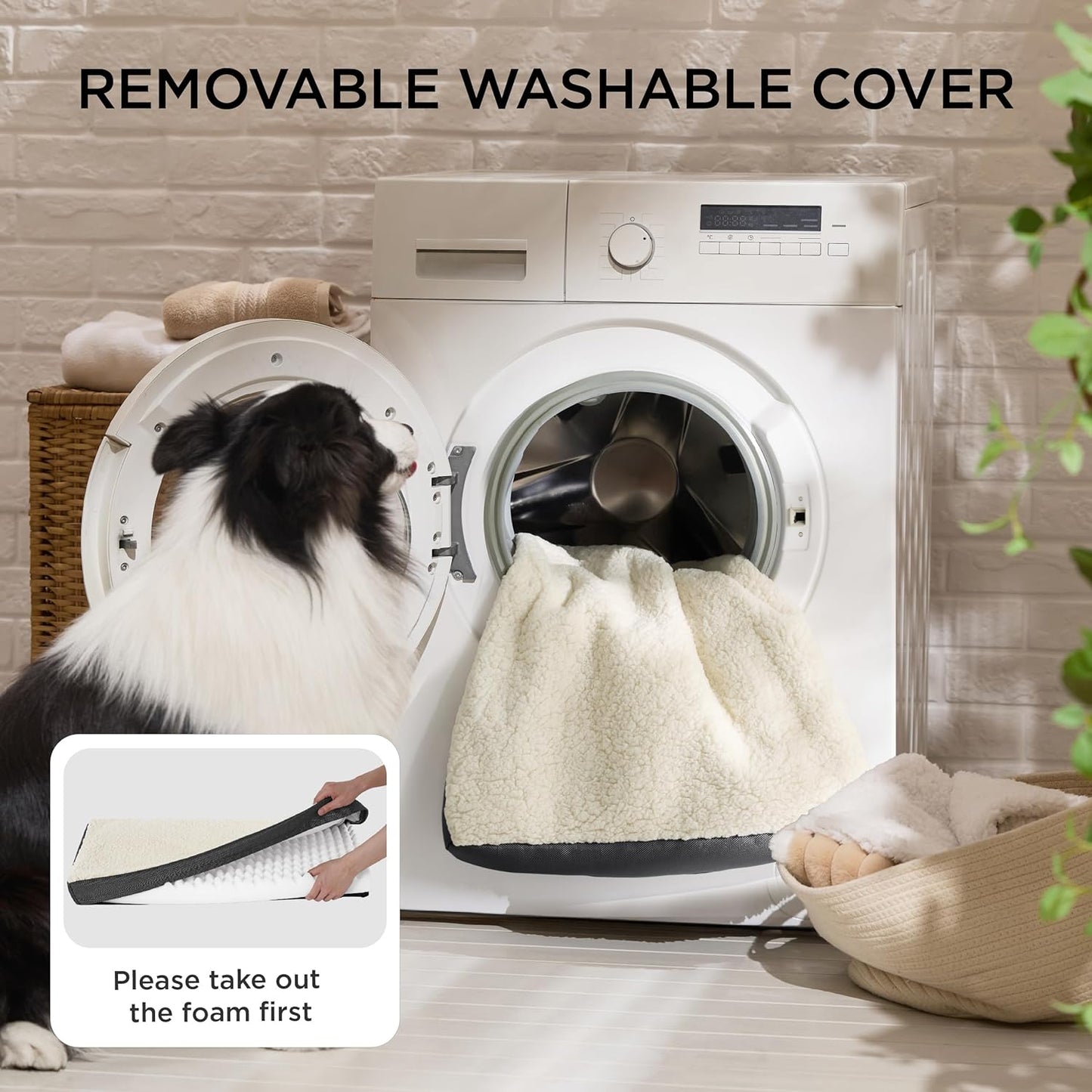 Bedsure Dog Bed Medium Size Dog - Orthopedic Flat Puppy Beds with Removable Washable Cover, Egg Crate Foam Pet Mat, Suitable for Pet Up to 35 lbs