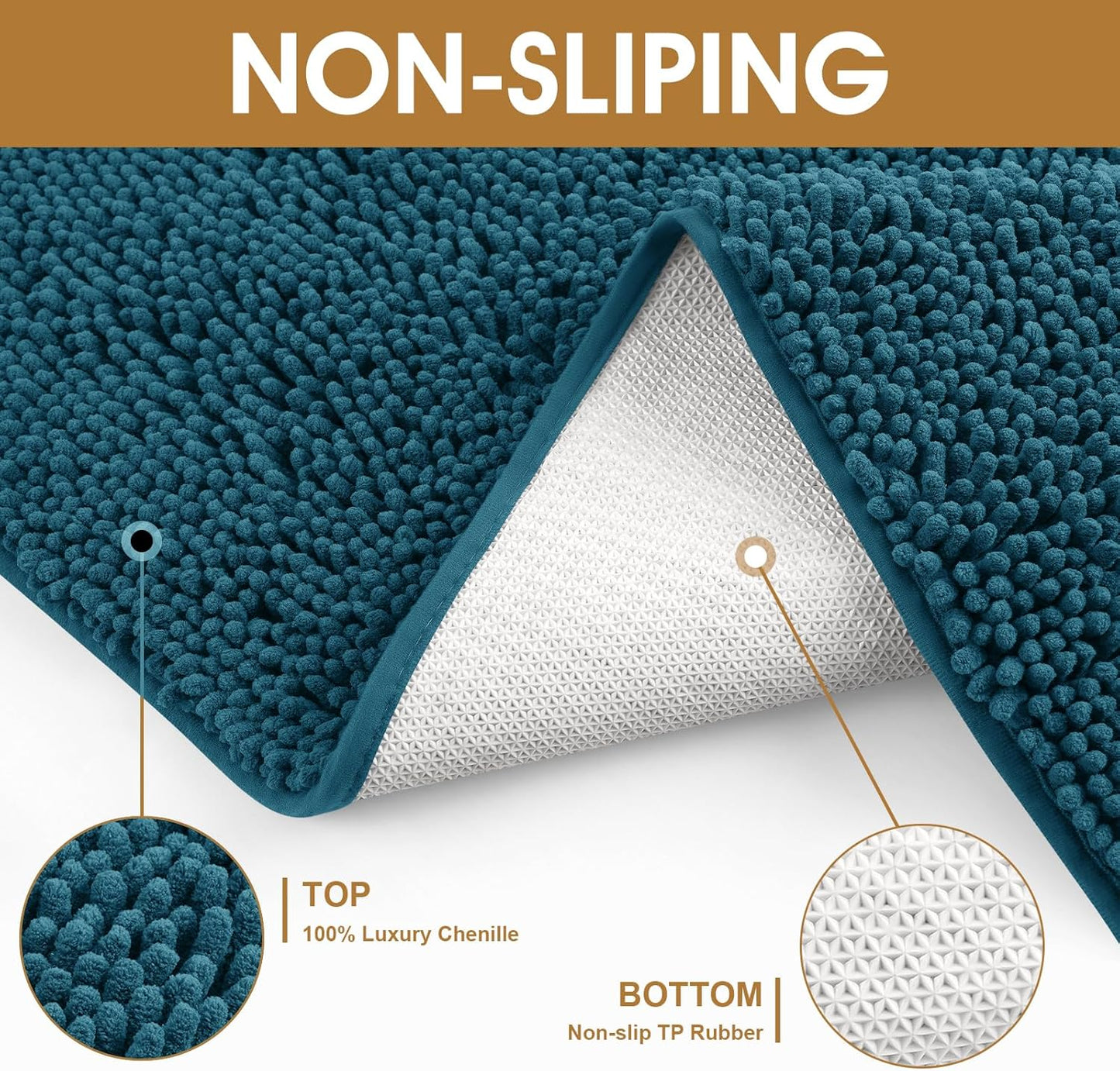 Extra Large Dog Door Mats for Muddy Paws, Chenille Absorbent Dog Mats, Non Slip Heavy Mud Mat for Dogs, Soft Pet Mat for Entryway, Mud Paws, Inside Floor,71" x 25", Teal Blue