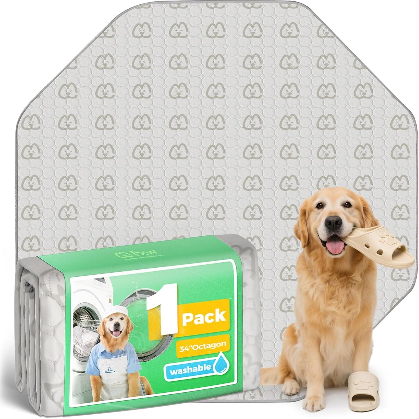 FXW Washable Pee Pads for Dogs, Puppy Pads with Super Absorbent, Specifically Designed for FXW Rollick/Homeplus 32/40/45inch 8 Panels Dog Playpen, 34" Octagon, Khaki, 1 Pack