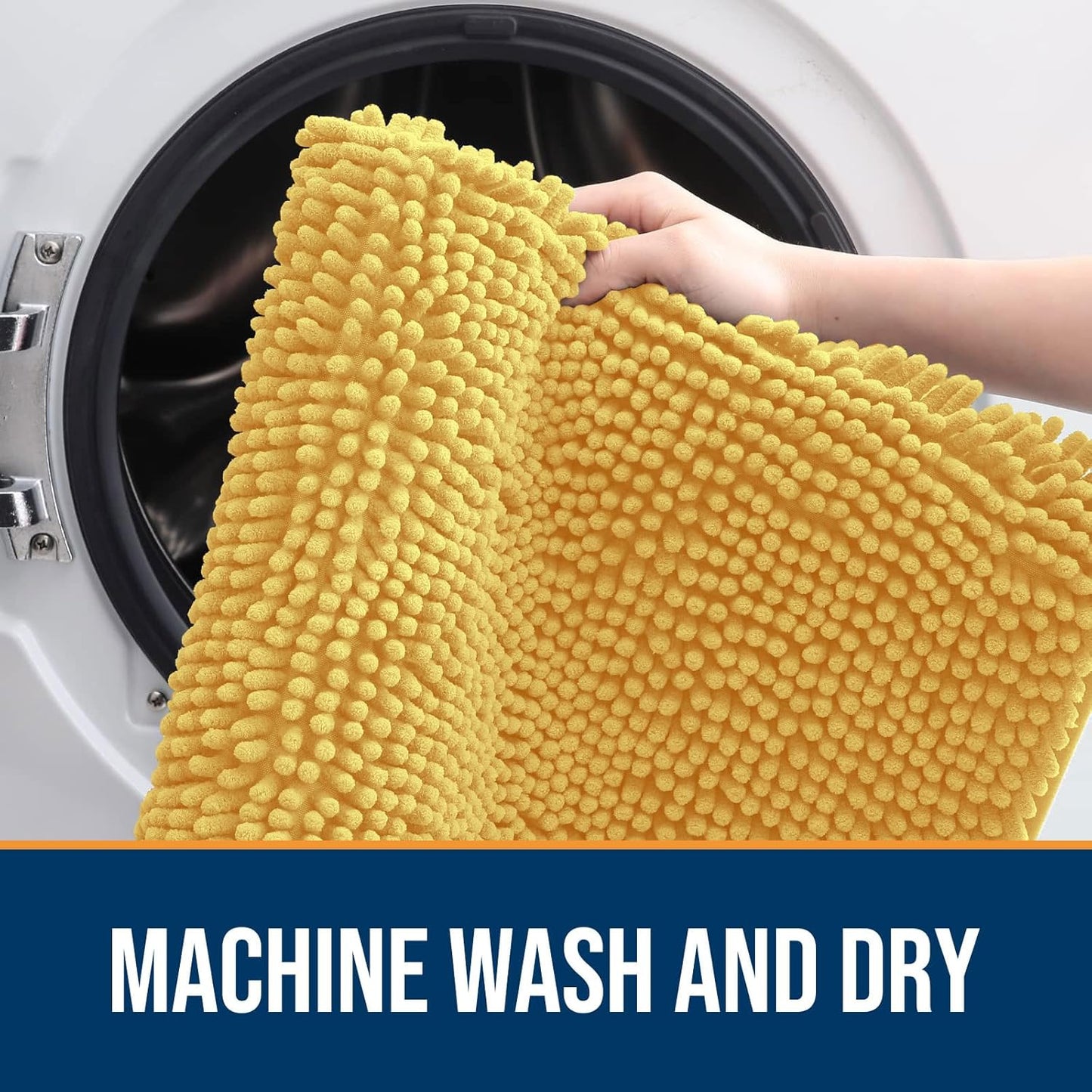 OLANLY Dog Door Mat for Muddy Paws 70x24, Absorbs Moisture and Dirt, Absorbent Non-Slip Washable Doormat, Quick Dry Chenille Mud Mat for Dogs, Entry Indoor Entryway Carpet for Inside Floor, Yellow