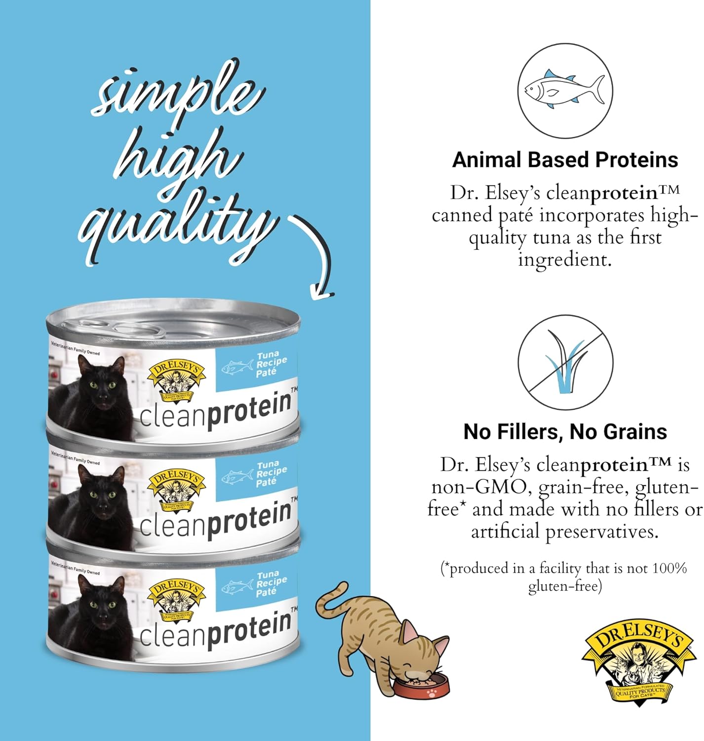 Dr. Elsey's cleanprotein Tuna Recipe Wet Cat Food (Case of 24), 2.75 oz Canned Food
