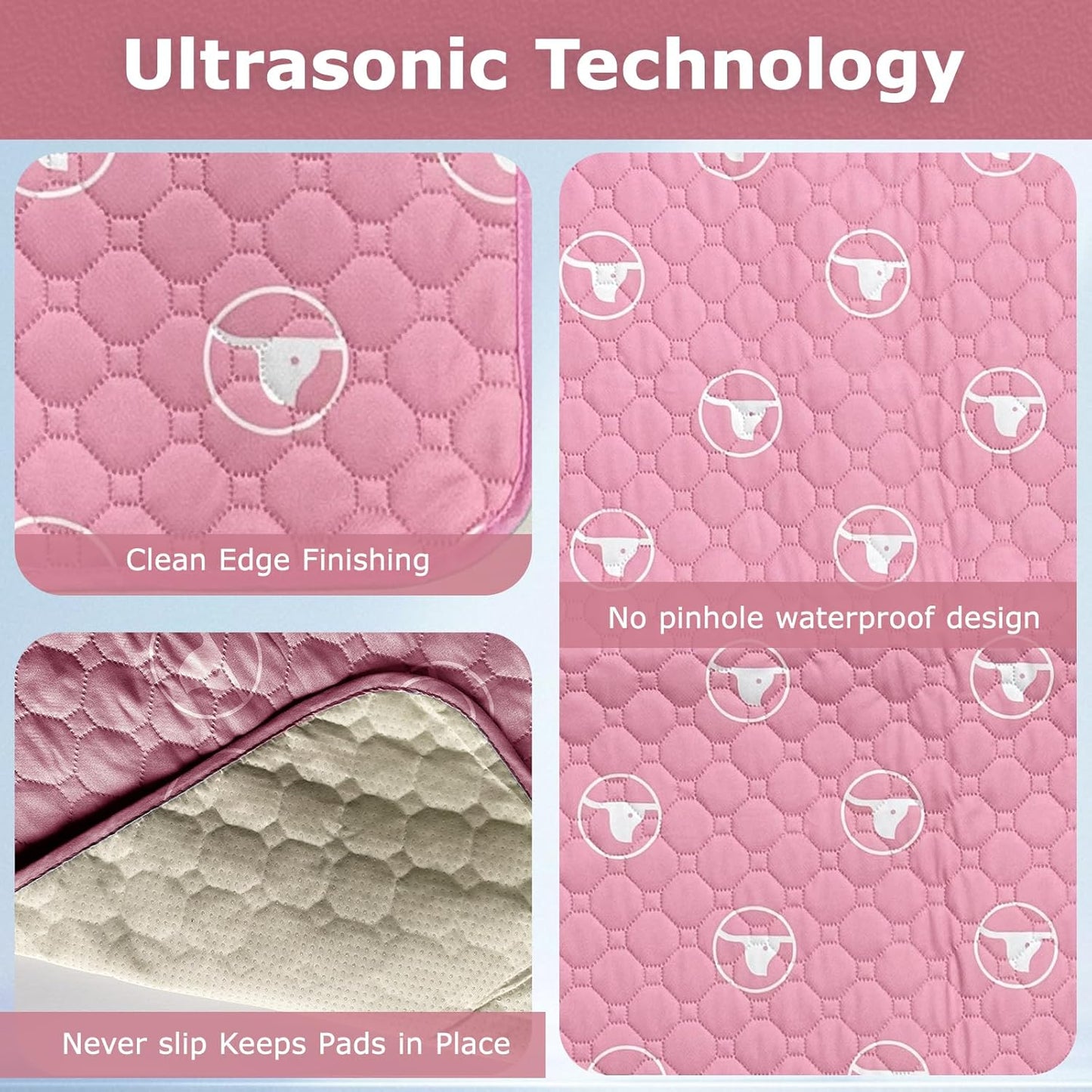 PJYuCien Washable Dog Playpen Mat, 2 Pack 36”x 36” Pink, Leak-Proof Reusable Puppy Pee Pads, Non-Slip Pee Mat for Whelping Pads, Crate, Potty Training, Puppy (Note: Mat Only, Playpen Not Included)