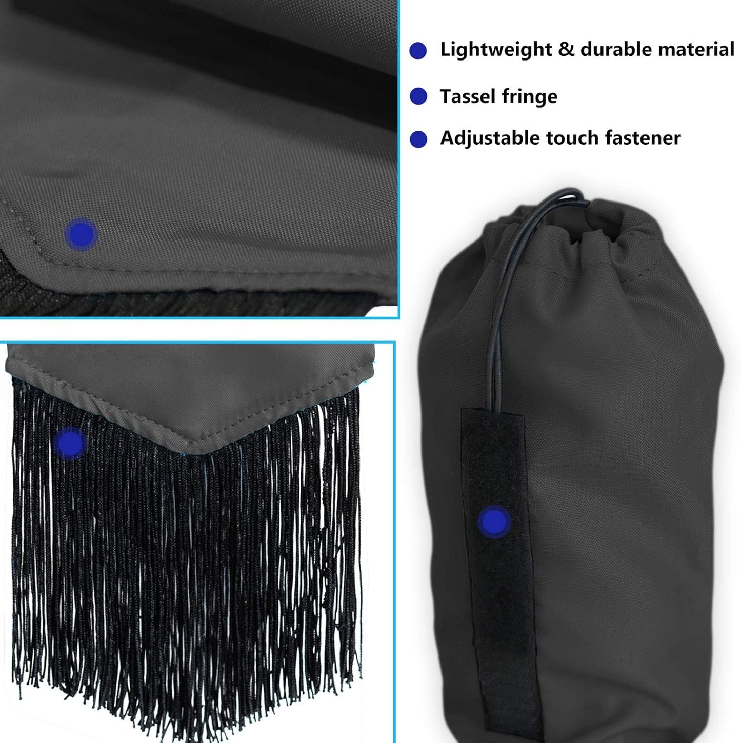 Harrison Howard Smooth Lightweight Adjustable Fastener Nylon Horse Tail Bag with Fringe