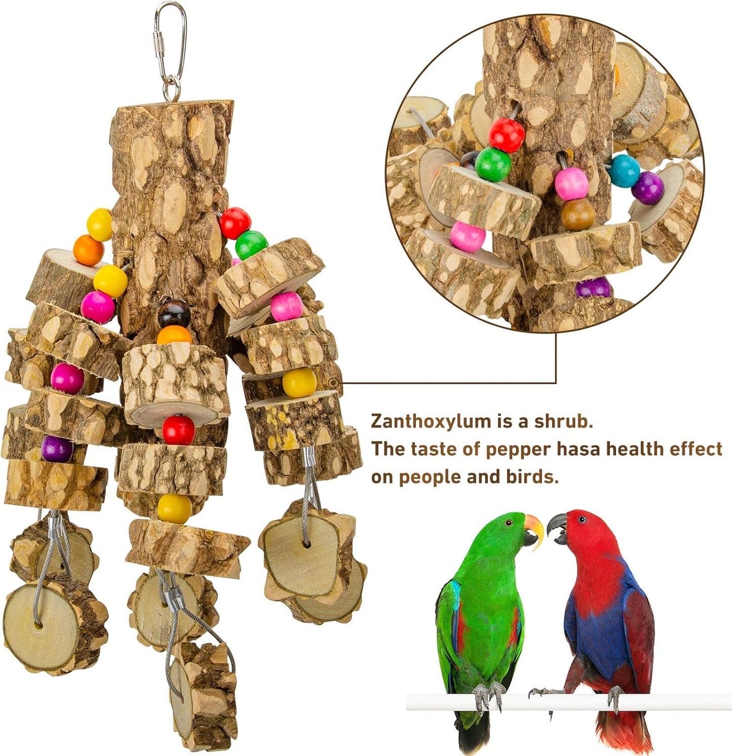 MYFAMIREA Parrot Chewing Toys Bird Toys Natural Wood Bird Toys Parakeet Cage Hammock Hanging Toy for Parrots, Cockatoos, African Grey, Cockatiels Small and Medium Birds