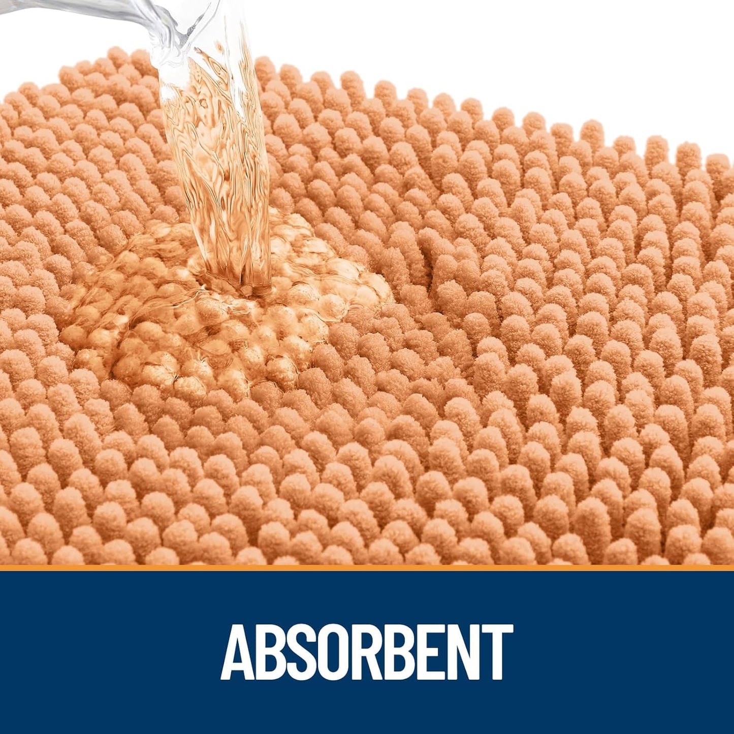 OLANLY Dog Door Mat for Muddy Paws 47x20, Absorbs Moisture and Dirt, Absorbent Non-Slip Washable Doormat, Quick Dry Chenille Mud Mat for Dogs, Entry Indoor Entryway Carpet for Inside Floor, Orange