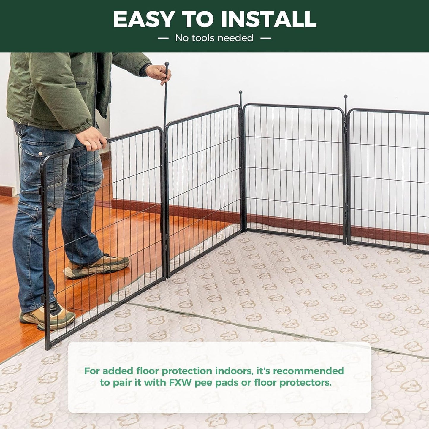 FXW Rollick Unleashed Dog Playpen for Indoor, Yard, RV Camping, 40 inch 24 Panels for Medium and Large Dogs, Black│Patented