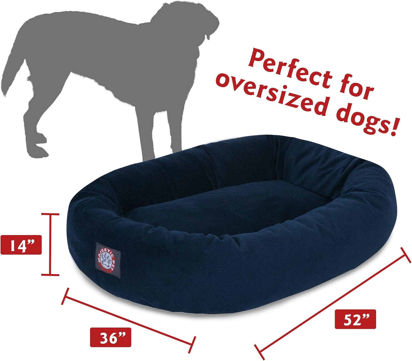 Majestic Pet Villa 40 Inch Shredded Memory Foam Dog Bed for Large Sized Dogs 40x29x9 Inch–Orthopedic Dog Bed with Removable Washable Cover-Washable Large Pet Bed with Head Support-Marine