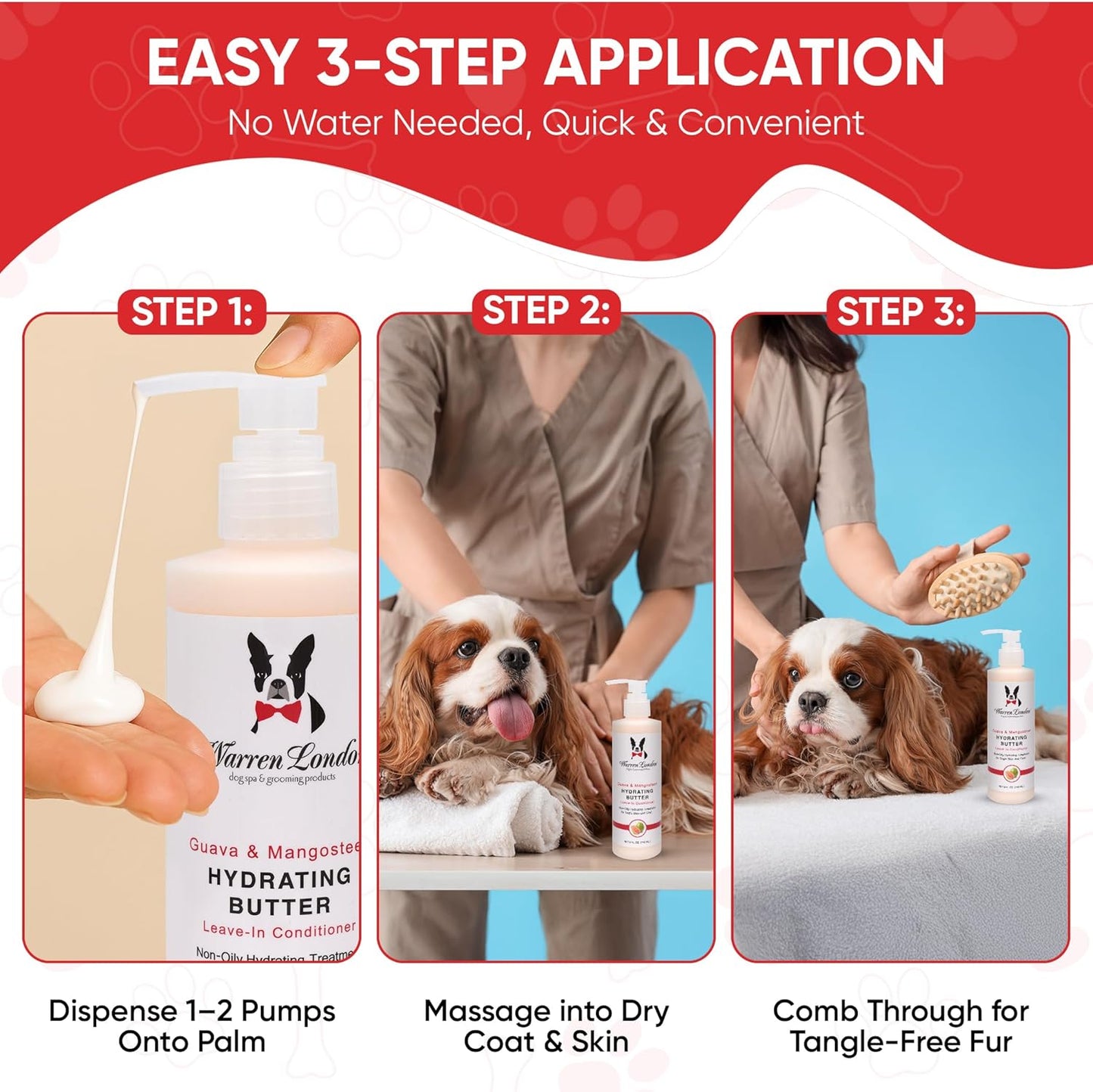 Warren London Hydrating Butter Leave in Pet Conditioner for Dogs | Lotion for Skin and Coat | Aloe Puppy & Dog Conditioner for Hair Detangler, Dry Skin, & Pet Fur Dandruff | Made in USA | Guava 8oz