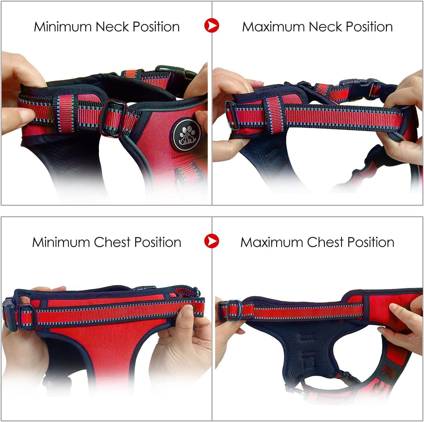 NESTROAD No Pull Dog Harness,Adjustable Oxford Dog Vest Harness with Leash,Reflective No-Choke Pet Harness with Easy Control Soft Handle for Small Dogs(Small,Red)