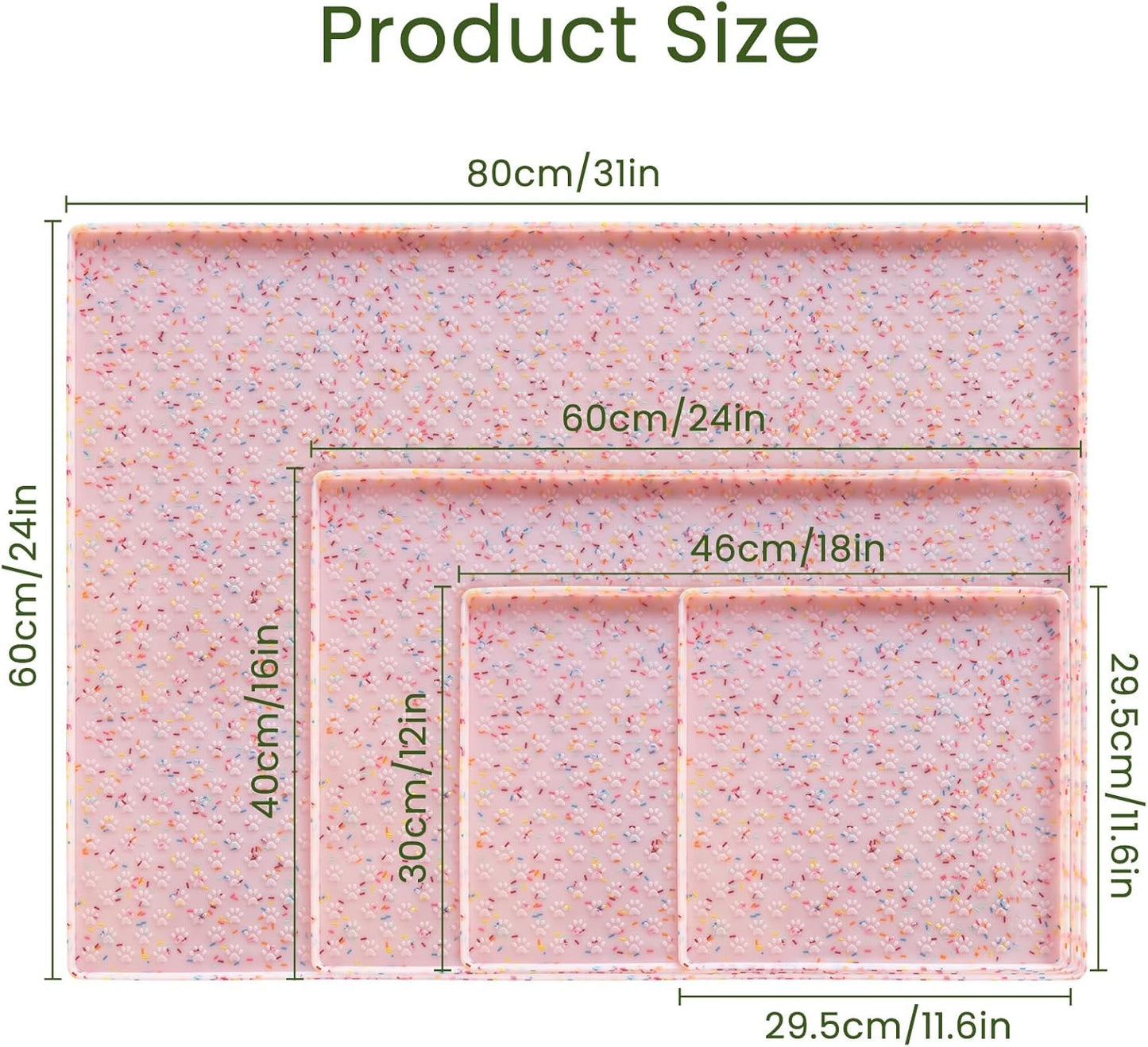 Ptlom Dog Food Mat Anti-Slip Dog Bowl Mats for Food and Water, Waterproof Pet Placemat Prevents Messy Spill to Floor, Silicone Puppy Feeding Tray for Small, Medium and Large Dogs Cats, Pink