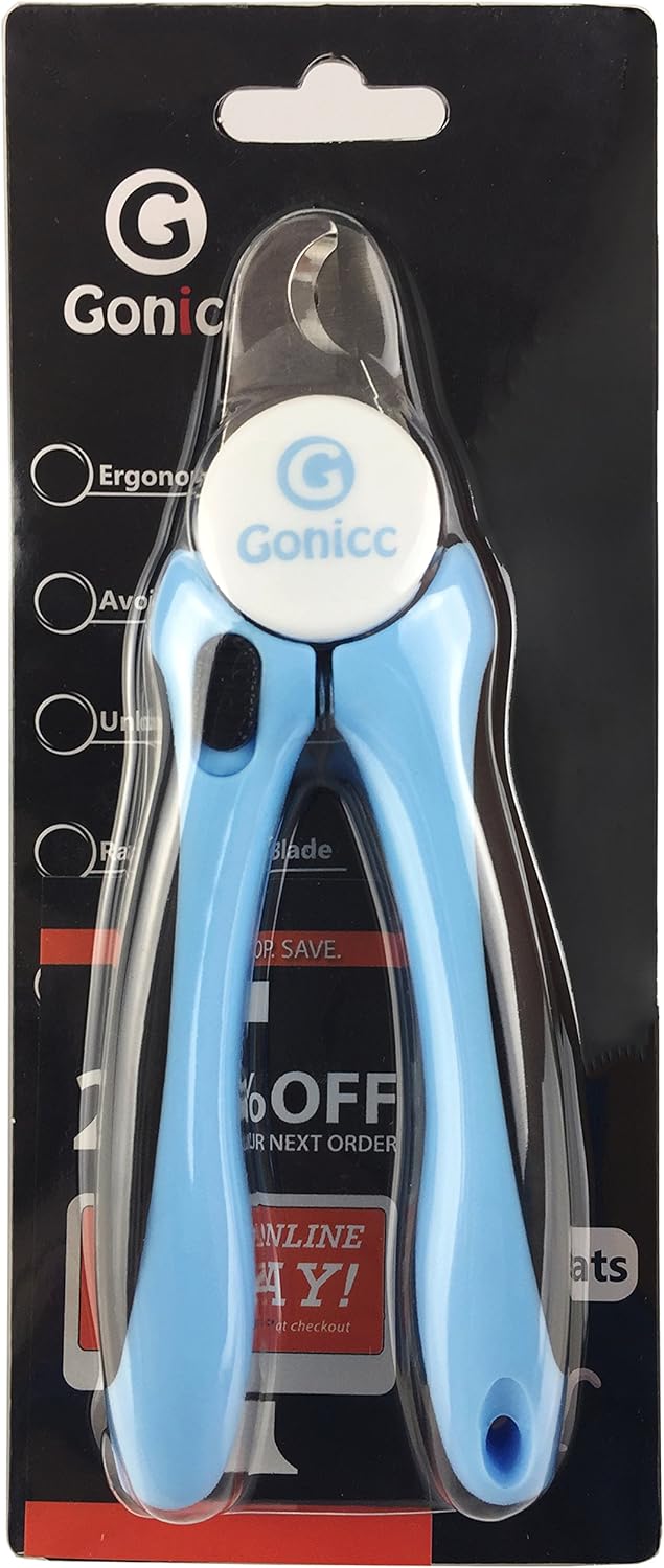 gonicc Professional Small Dog and Cat Nail Clippers Sharp Stainless Steel Pet Nail Trimmers(with Free Nail File in Handle), with Safety Guard to Avoid Overcutting