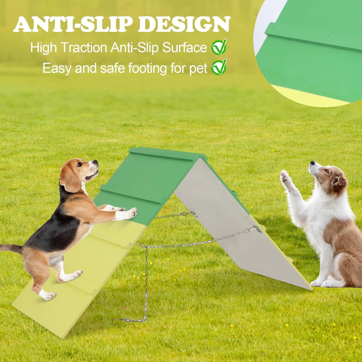 Dogs Agility A-Frame 74.8 x 18.9 Inch Dog Climbing Frame Non-Slip Dog Agility Training Equipment Dog Agility Equipment for Dog Agility Course Equipment for All Breed Dogs Outdoor Park, Backyard