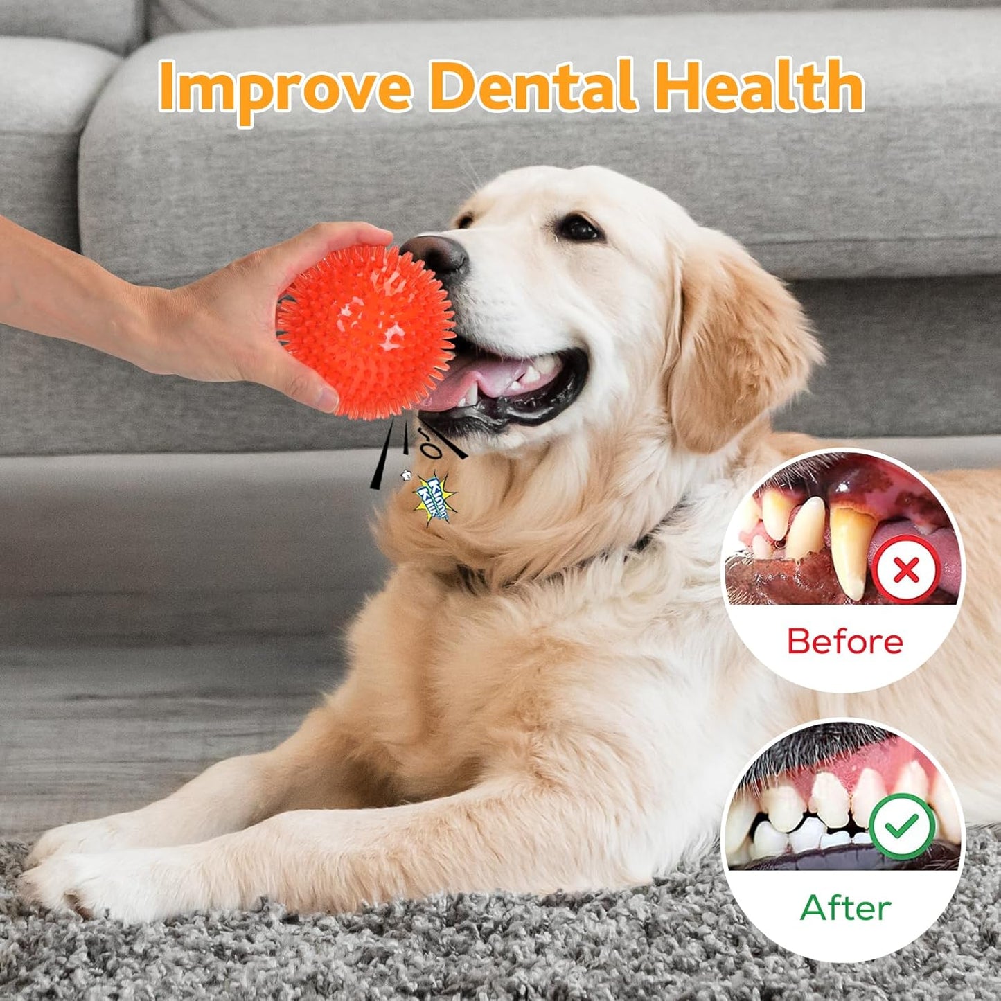 petizer 6 Pack 2.5” Squeaky Dog Toy Balls, Floating Dog Pool Balls, Spiky Dog Balls, Durable Interactive Fetch Toys for Puppy, Dog Chew Toys for Teething (2.5"", Small Dog), Set of 6