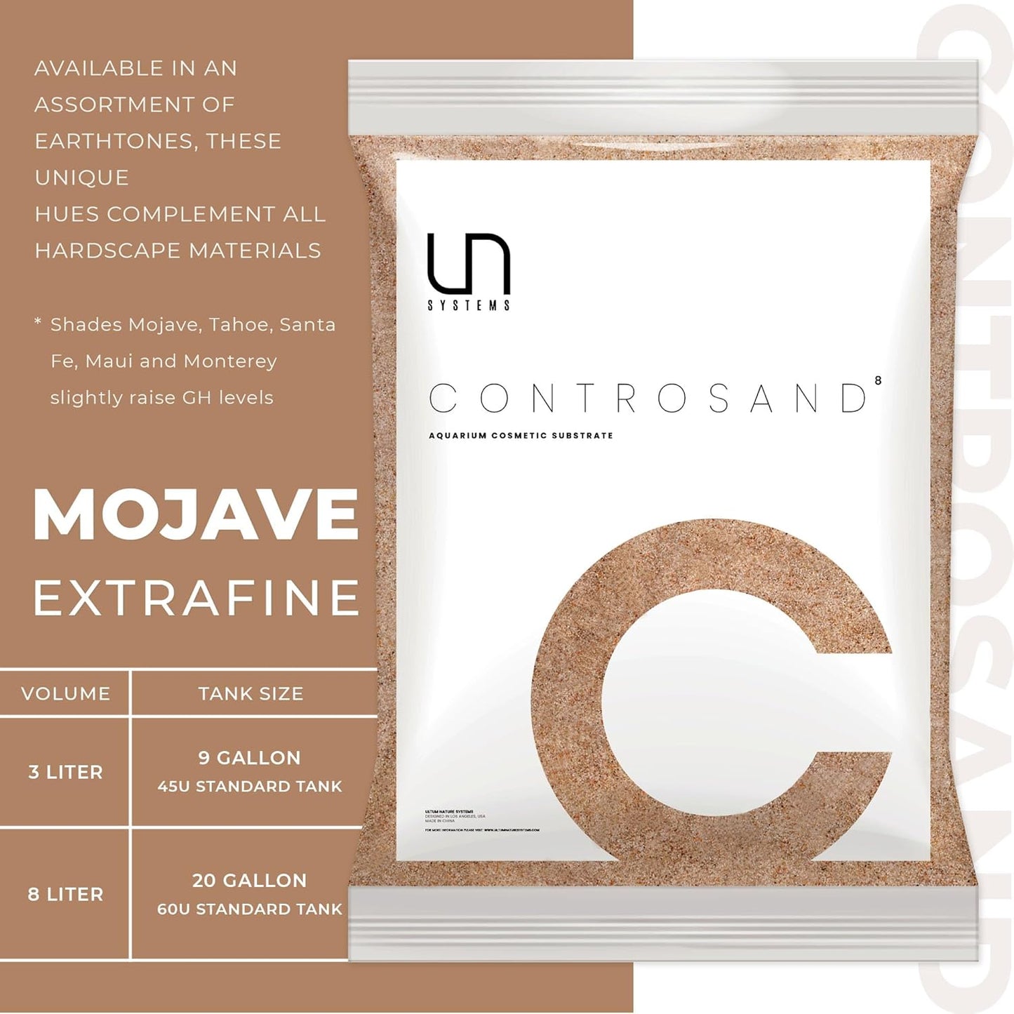 Ultum Nature Systems Controsand Mojave Aquarium Sand (8L) - Freshwater Tank Substrate for Live Shrimp & Planted Aquariums