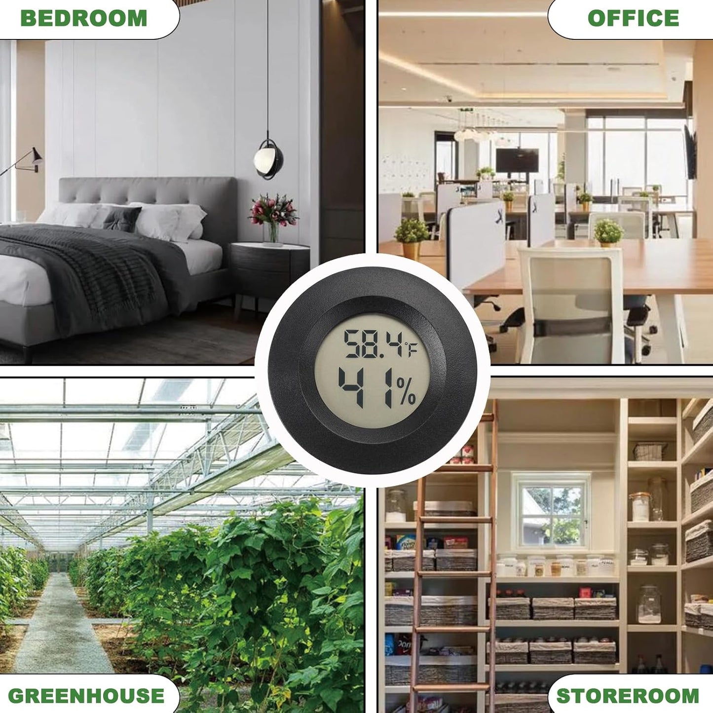 Reptile Thermometer and Humidity Gauge Digtal Terrarium Thermometer Circular Bearded Dragon Cage Accessories Reptile Temp and Humidity Gauge for Leopard Gecko Hermit Crab Gecko Lizard Etc 2pc